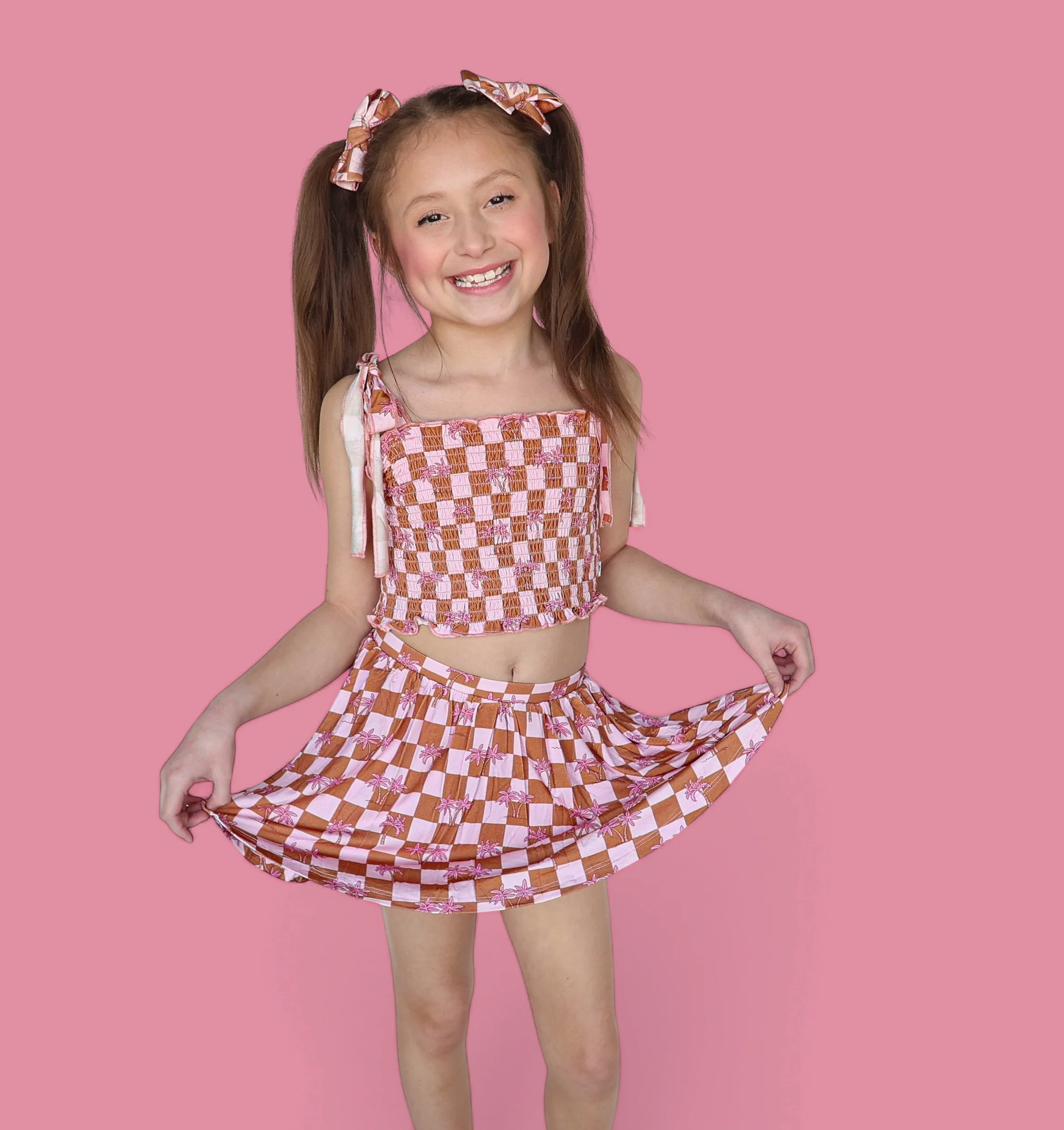 EXCLUSIVE SUNSET BEACH CHECKERS DREAM SMOCKED SKORT SET - Image 3