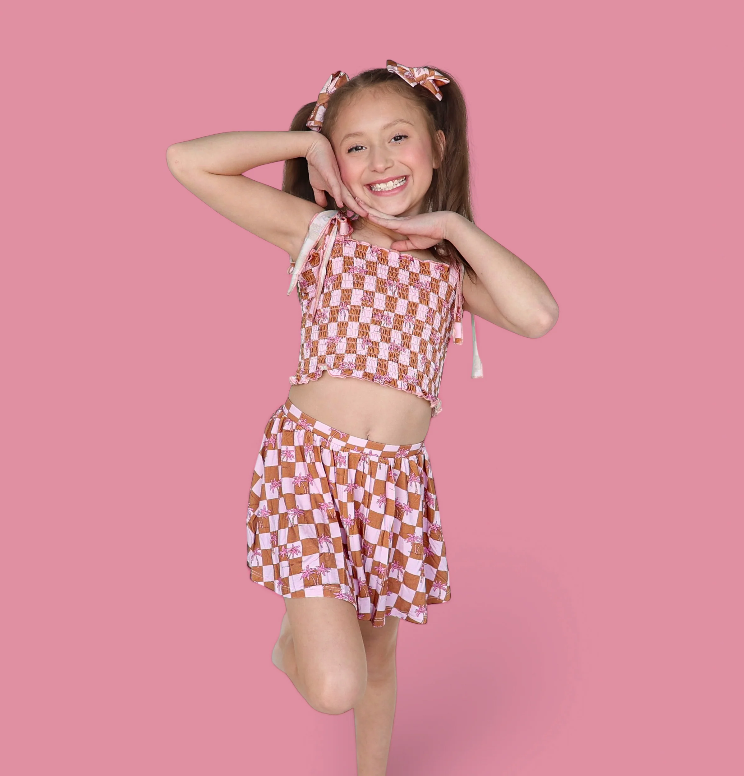 EXCLUSIVE SUNSET BEACH CHECKERS DREAM SMOCKED SKORT SET - Image 4