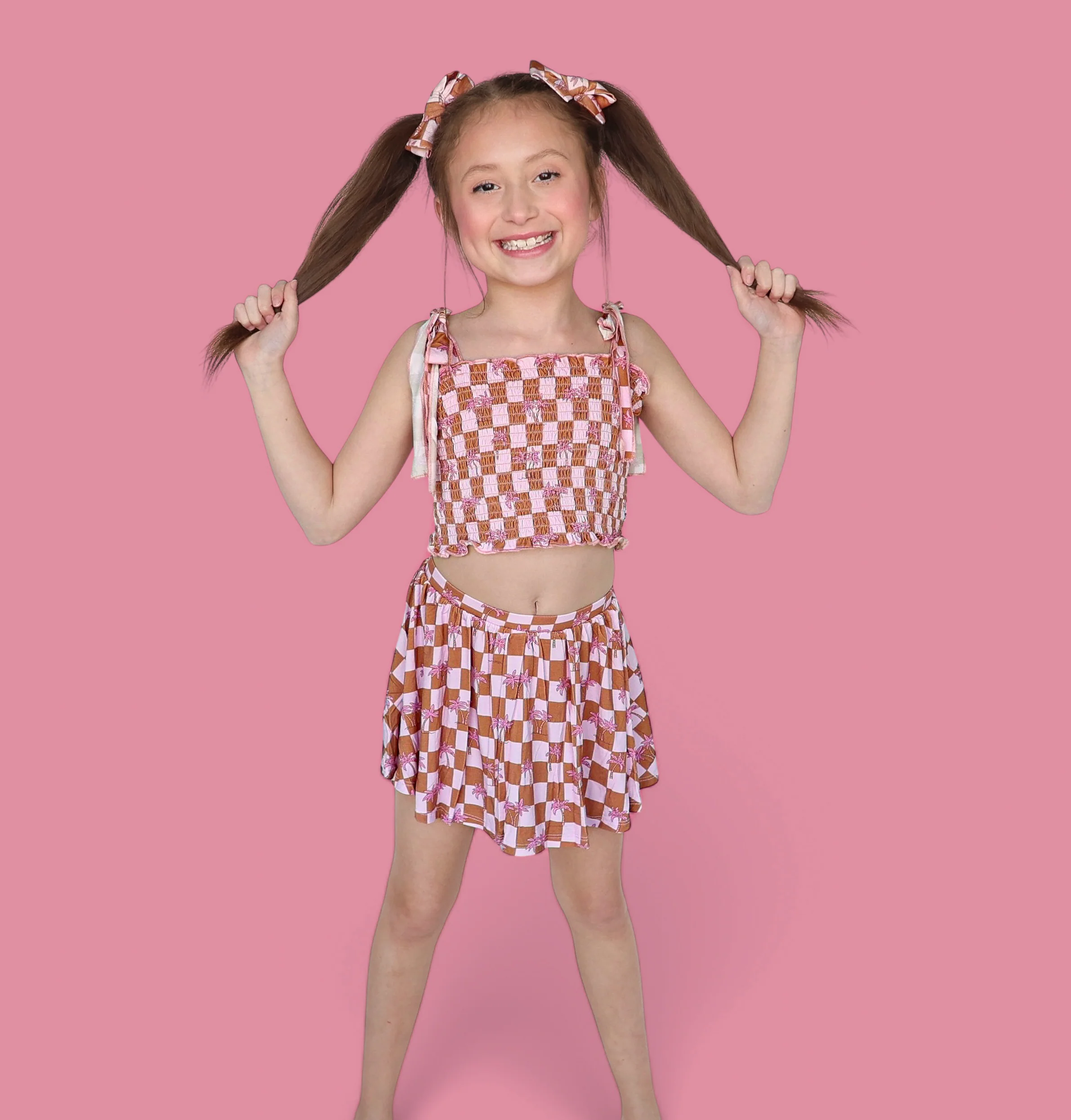 EXCLUSIVE SUNSET BEACH CHECKERS DREAM SMOCKED SKORT SET - Image 5