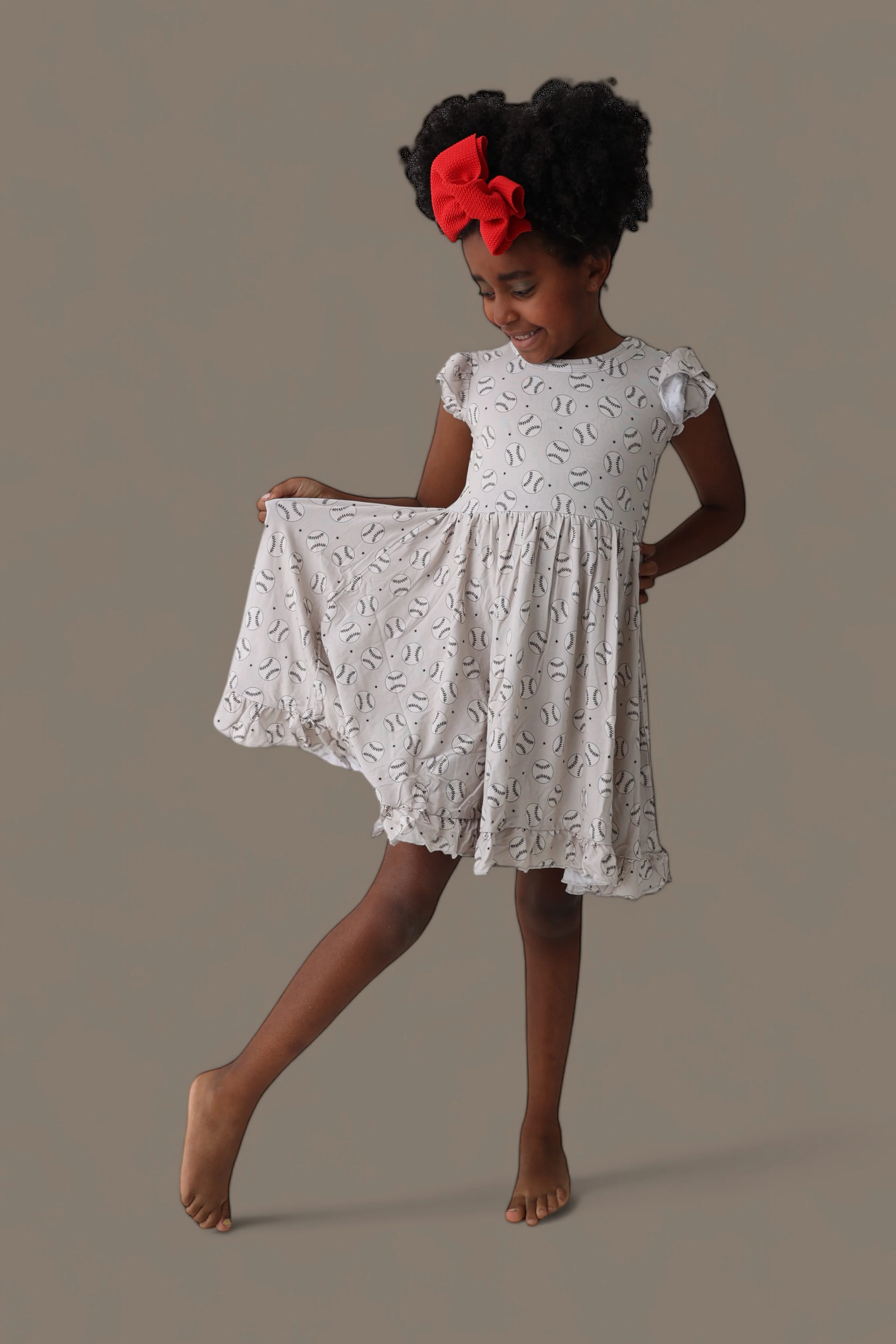 EXCLUSIVE SWING FOR THE STARS DREAM CAP SLEEVE RUFFLE DRESS - Image 2