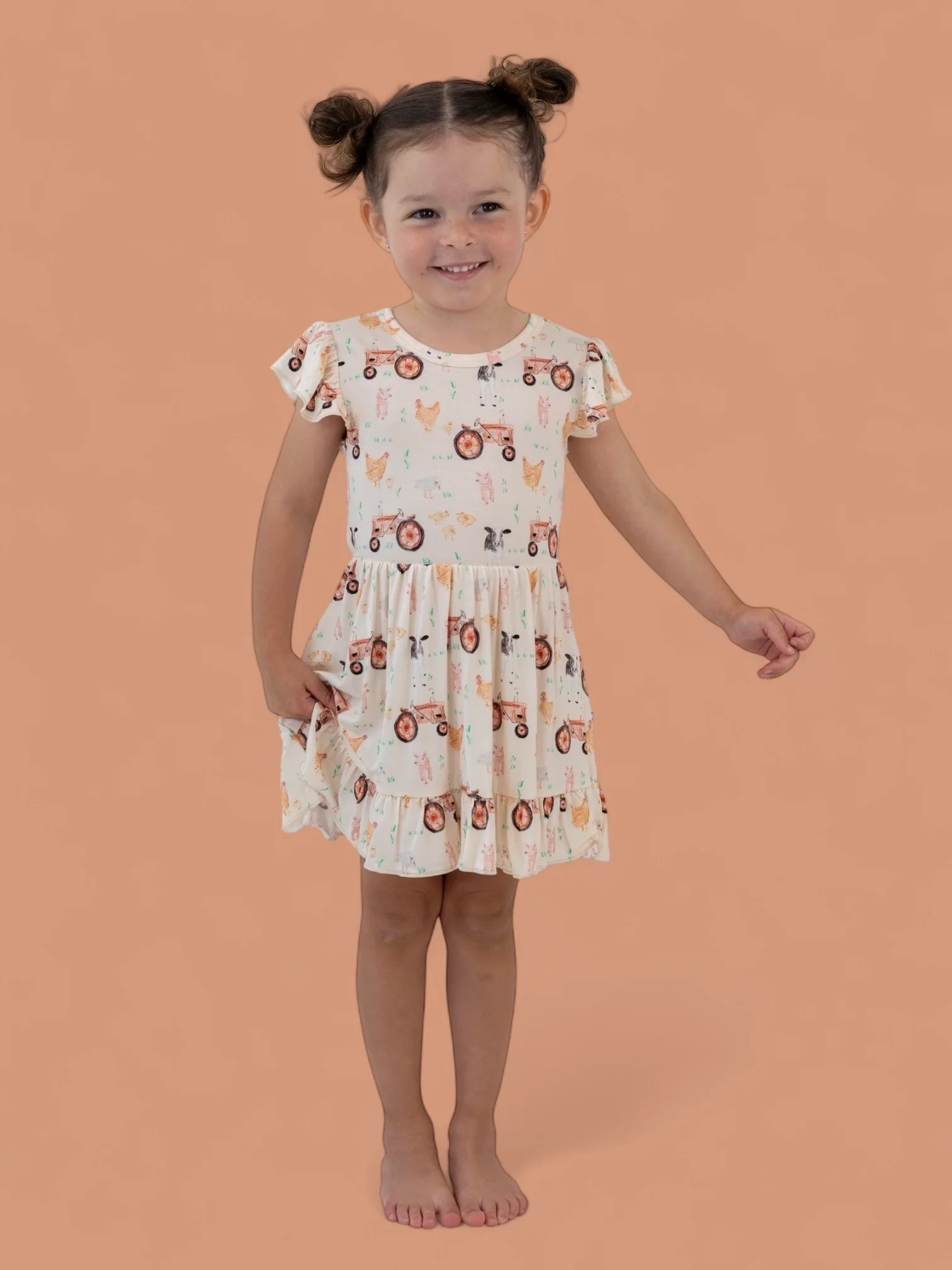 FARMYARD FRIENDS DREAM TIE BACK RUFFLE DRESS - Image 10