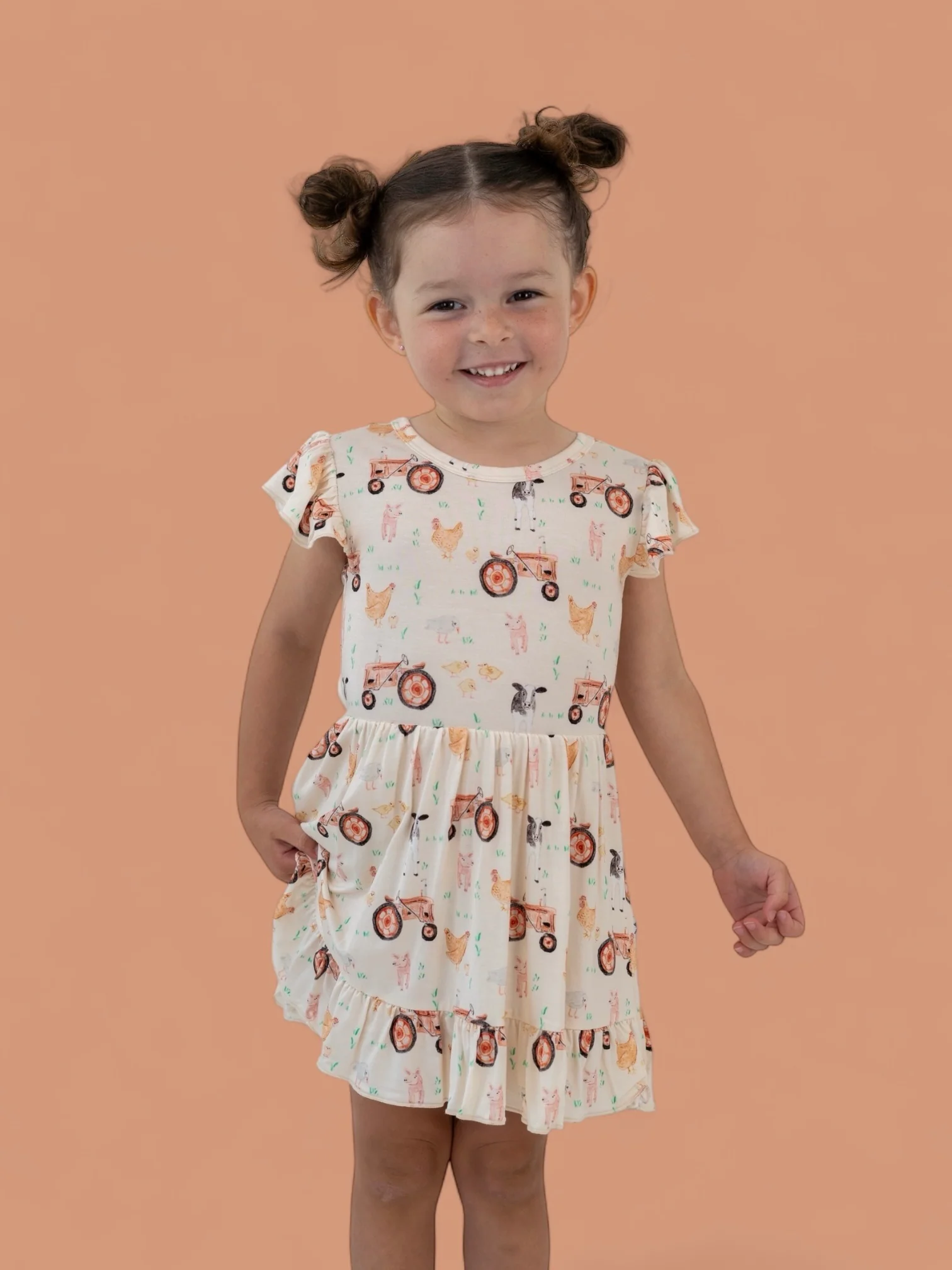 FARMYARD FRIENDS DREAM TIE BACK RUFFLE DRESS - Image 11