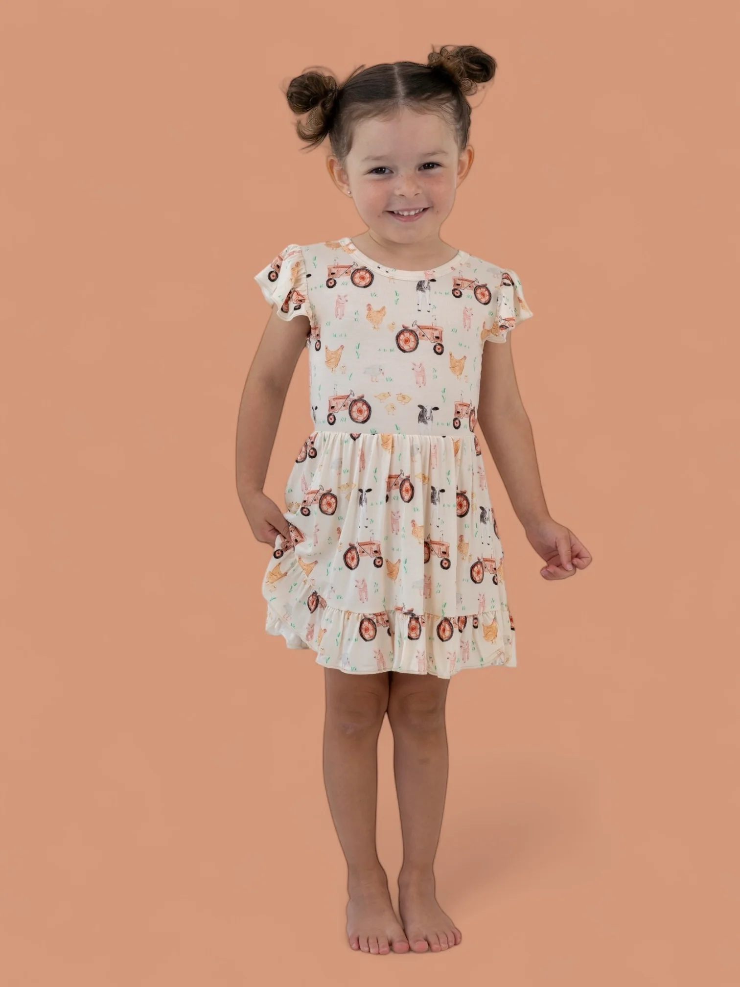 FARMYARD FRIENDS DREAM TIE BACK RUFFLE DRESS - Image 12