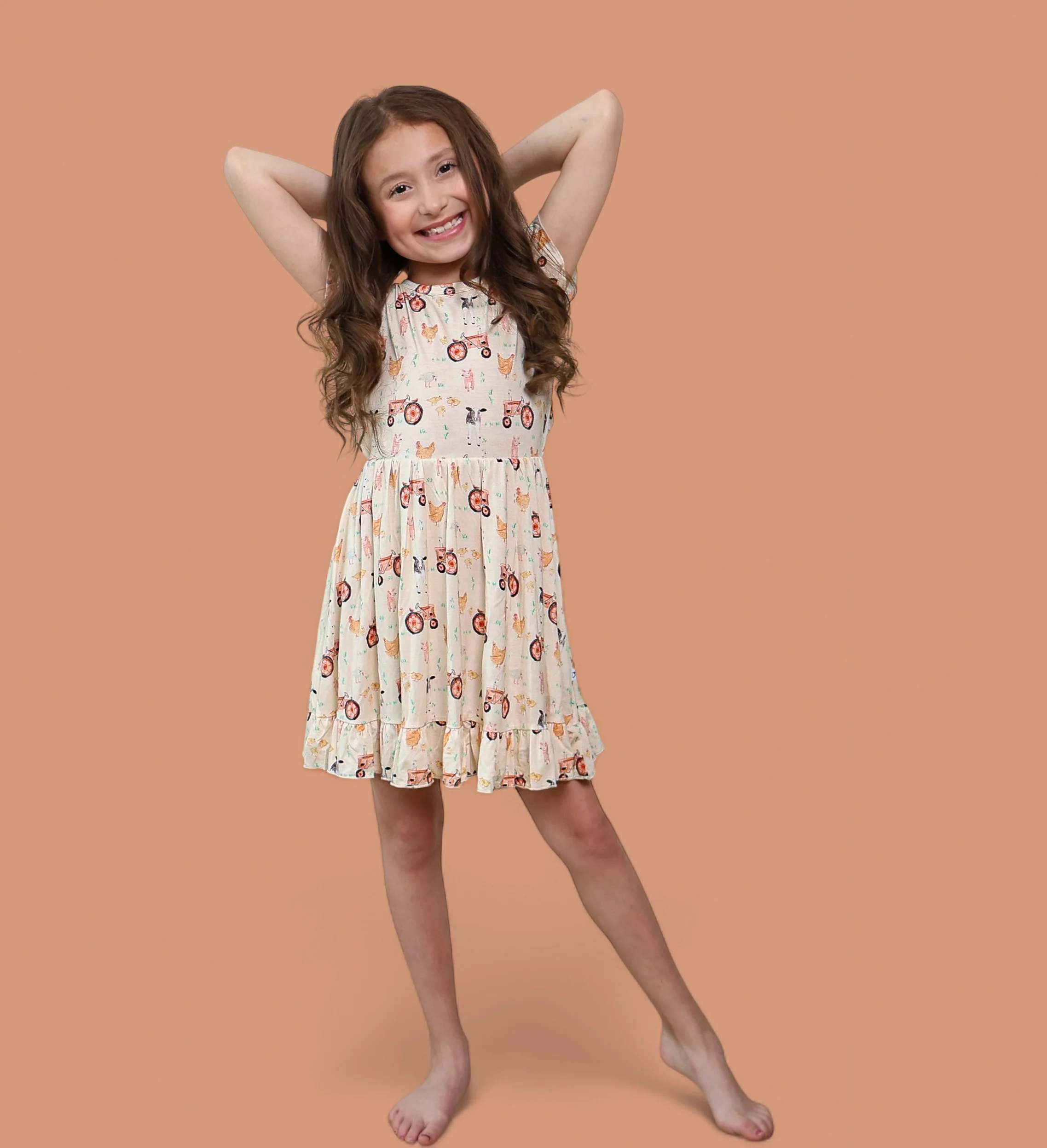 FARMYARD FRIENDS DREAM TIE BACK RUFFLE DRESS - Image 16