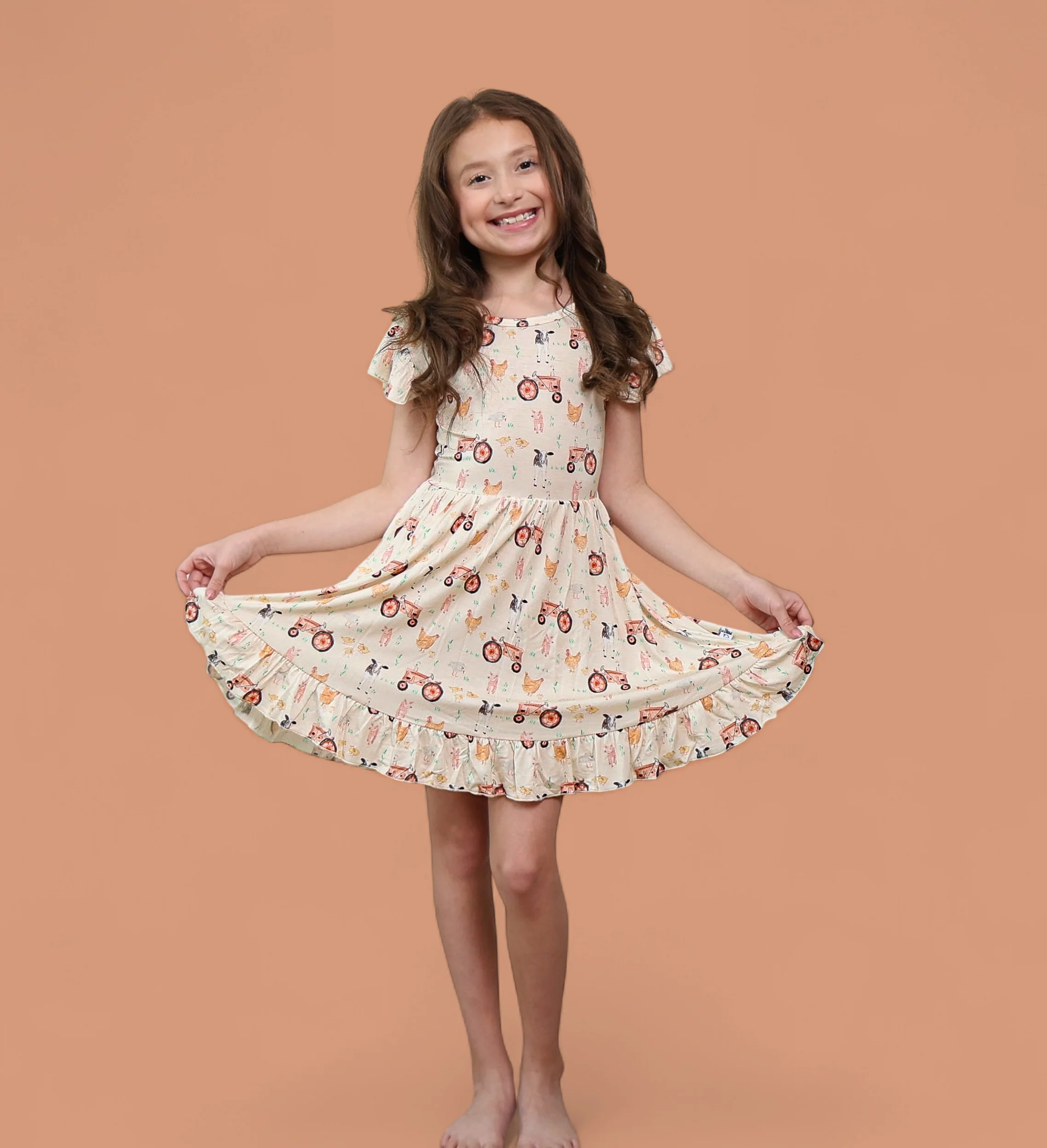 FARMYARD FRIENDS DREAM TIE BACK RUFFLE DRESS - Image 17