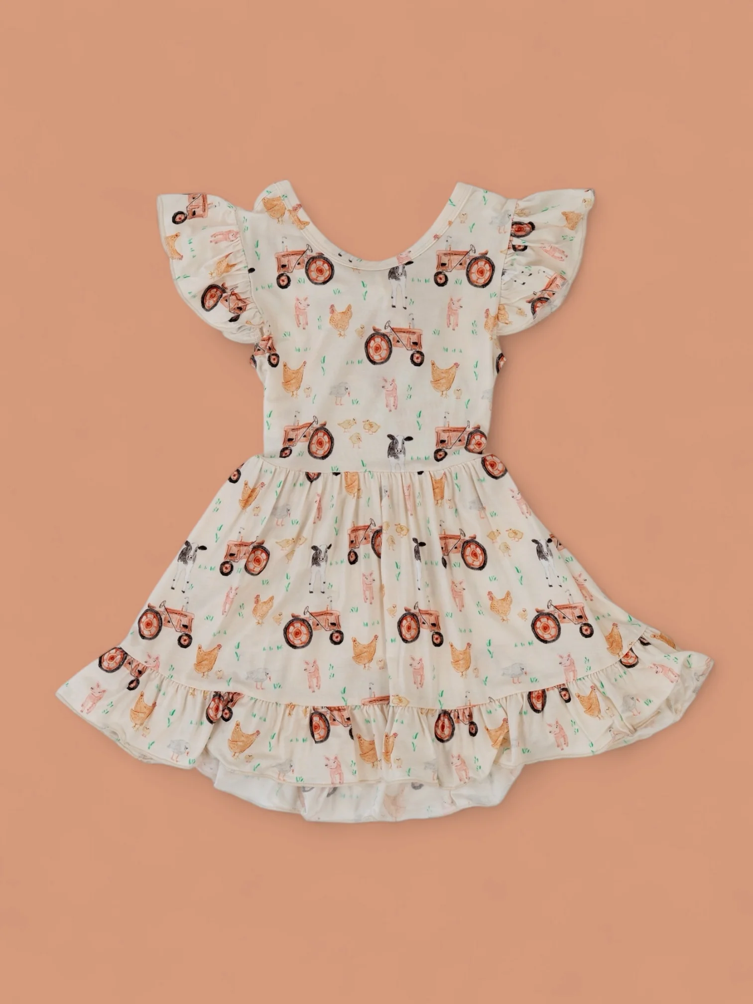 FARMYARD FRIENDS DREAM TIE BACK RUFFLE DRESS - Image 3