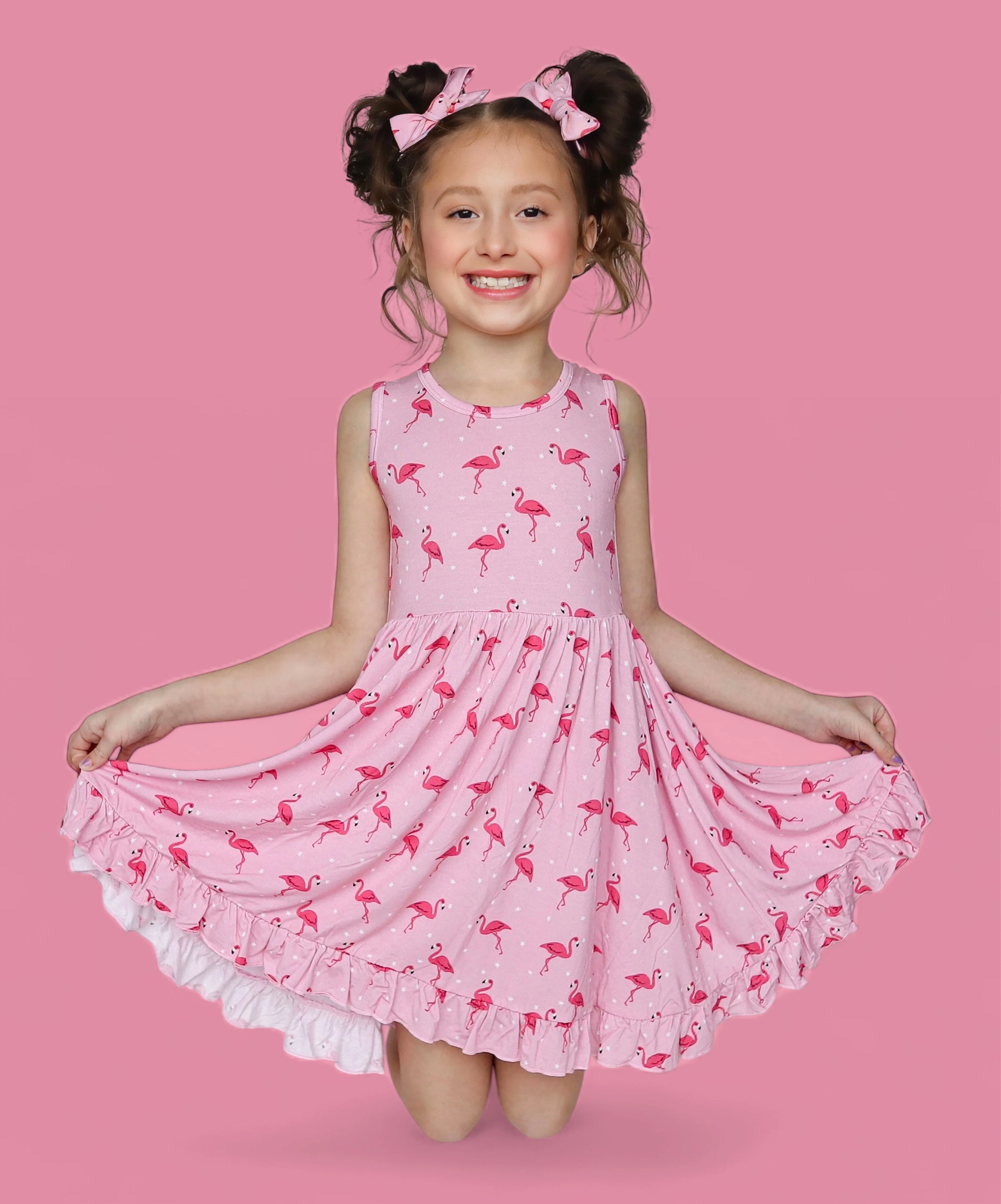 FLOCKING FLAMINGOS SLEEVELESS DREAM RUFFLE DRESS - Image 14