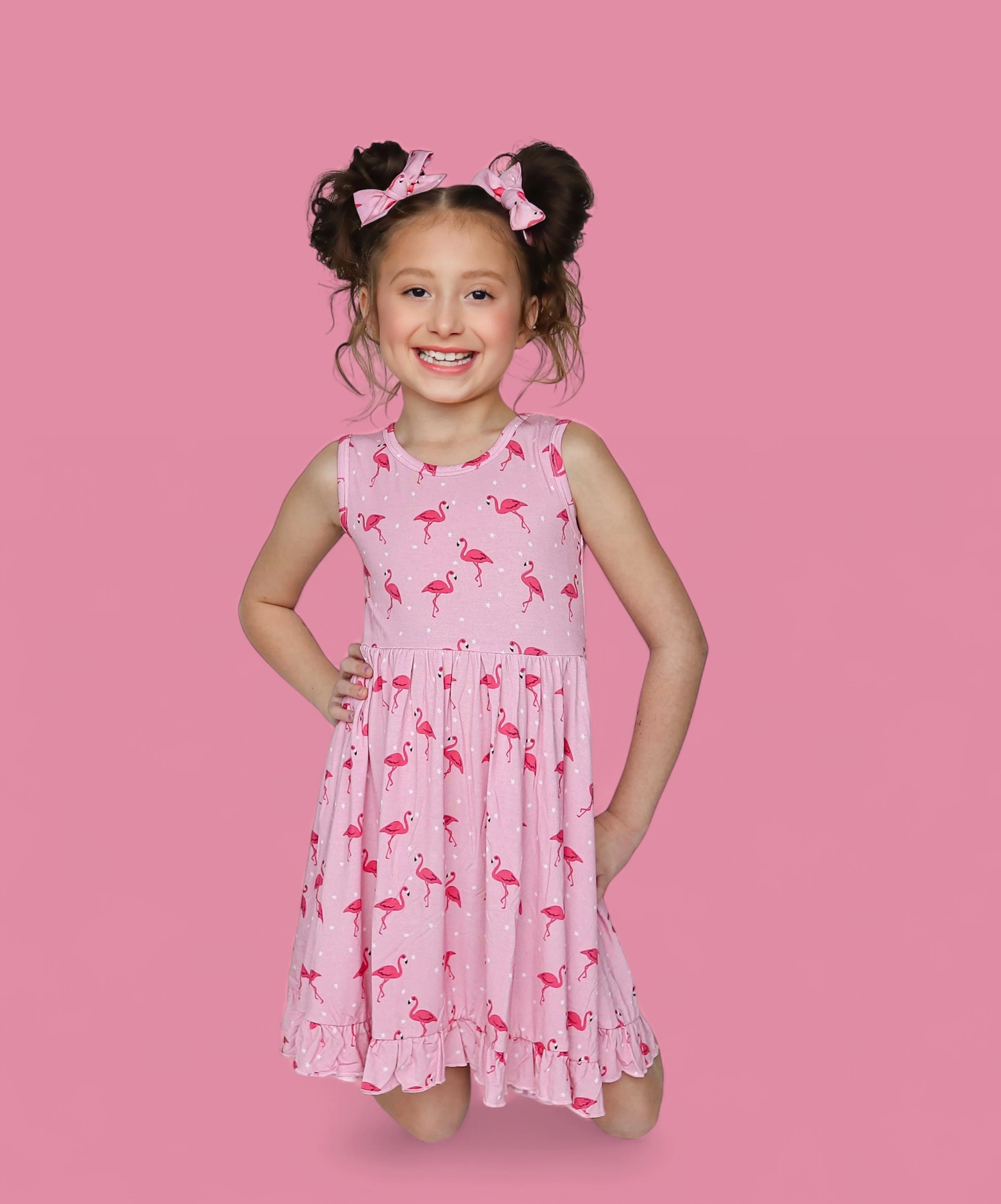 FLOCKING FLAMINGOS SLEEVELESS DREAM RUFFLE DRESS - Image 16