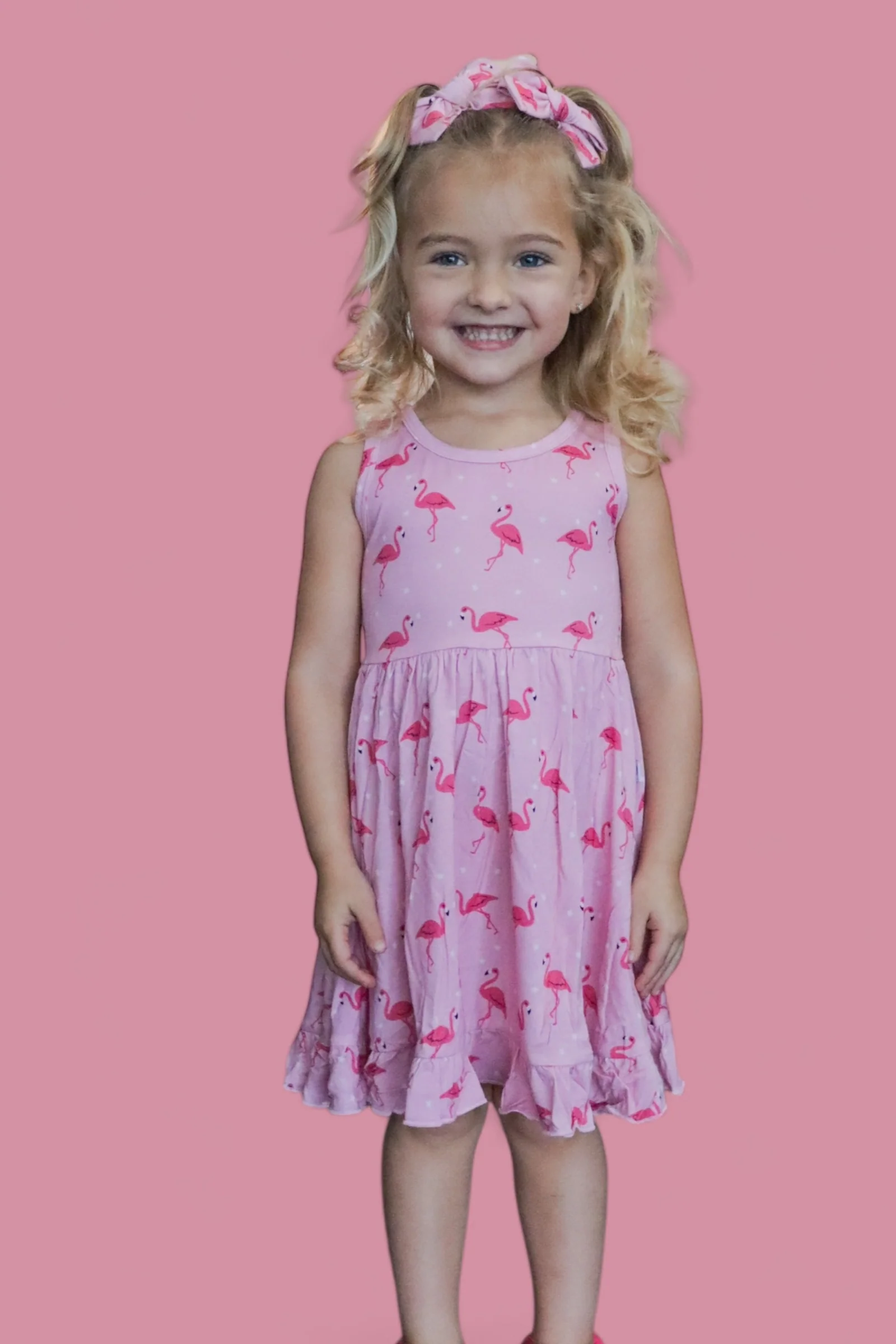 FLOCKING FLAMINGOS SLEEVELESS DREAM RUFFLE DRESS - Image 17