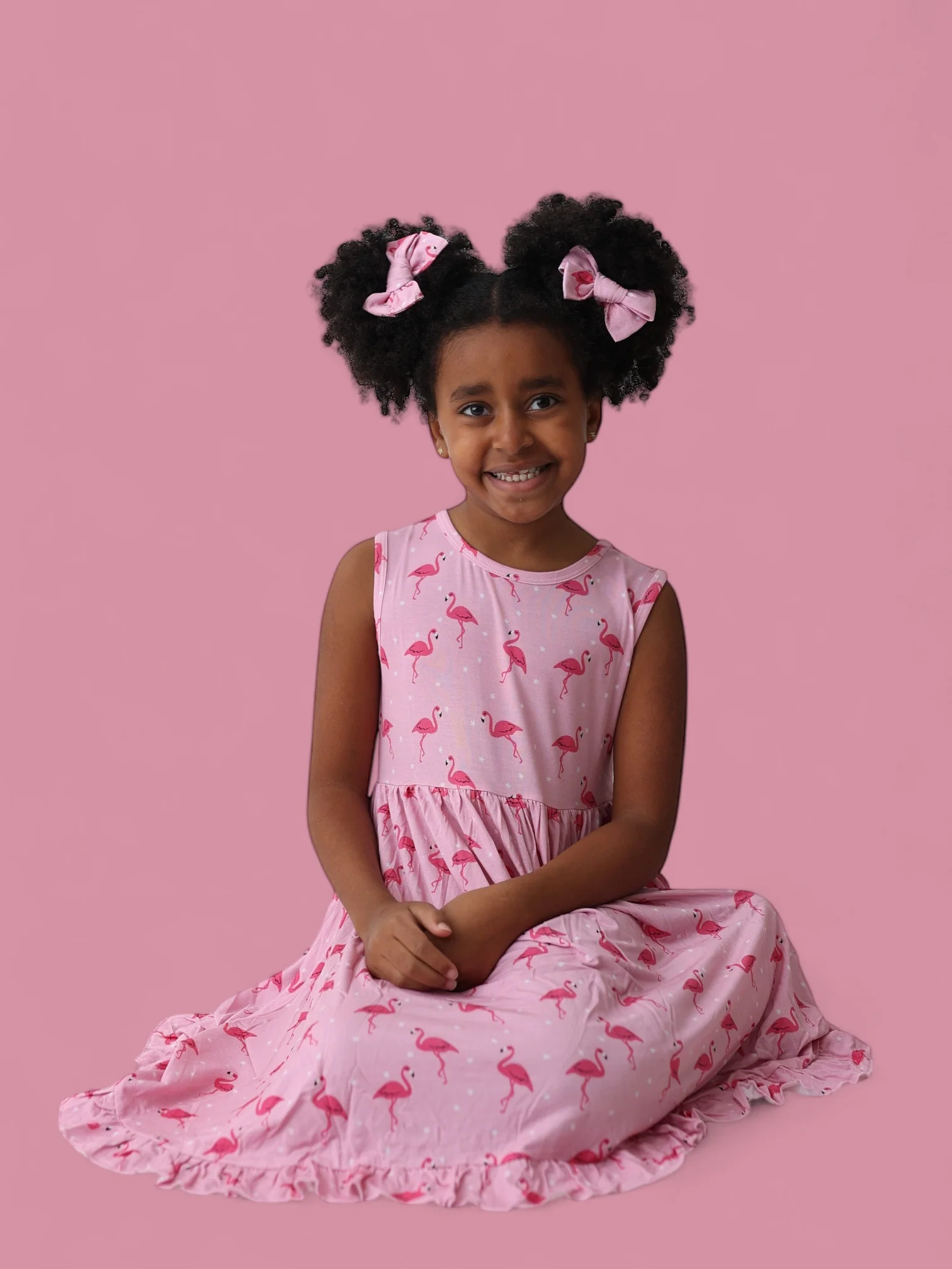 FLOCKING FLAMINGOS SLEEVELESS DREAM RUFFLE DRESS - Image 2