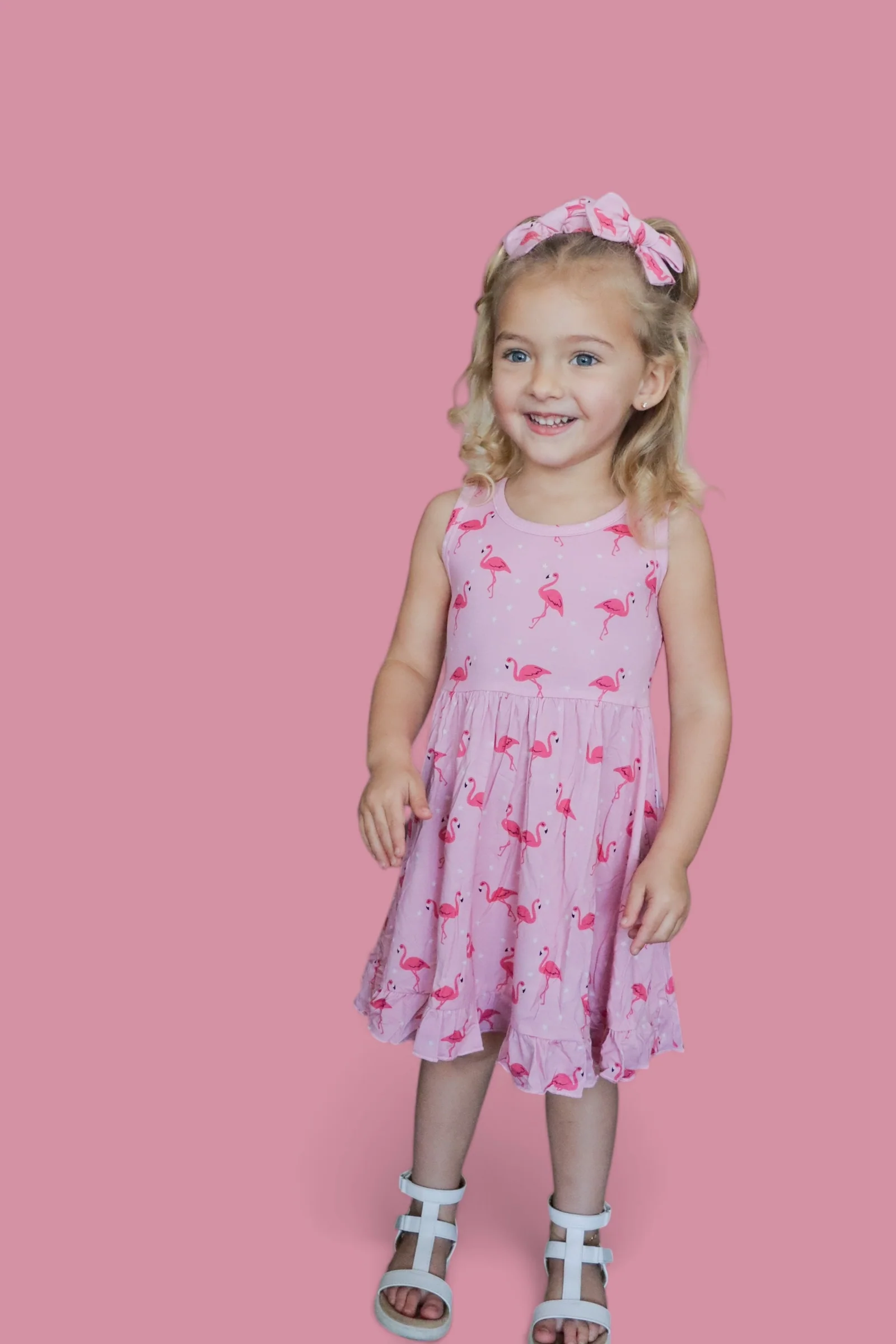 FLOCKING FLAMINGOS SLEEVELESS DREAM RUFFLE DRESS - Image 20