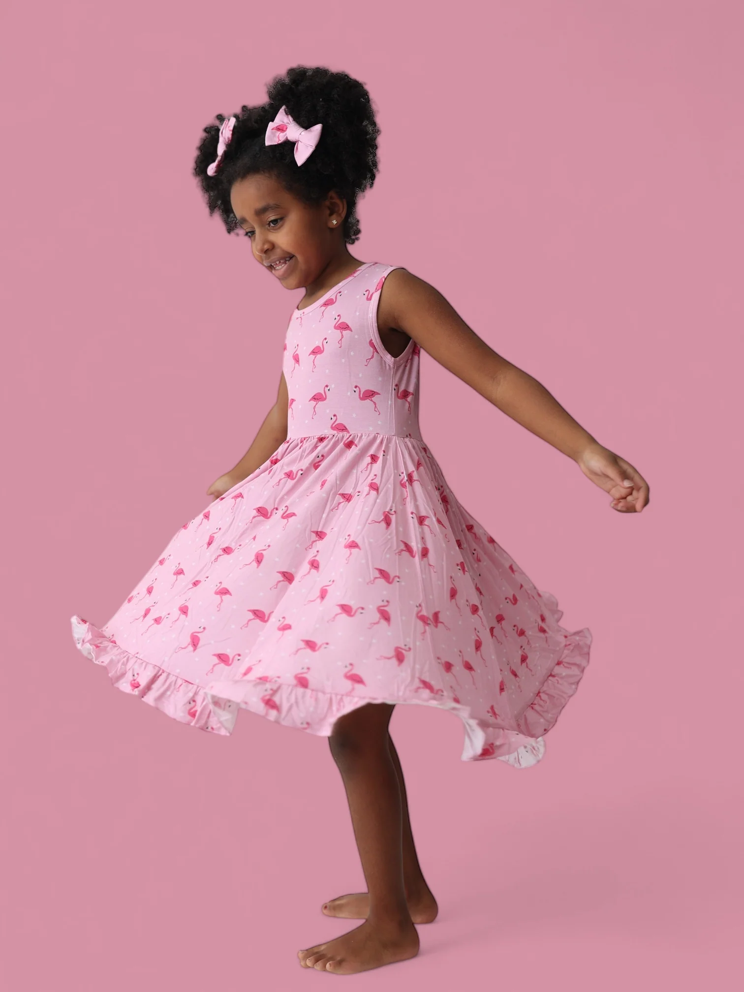 FLOCKING FLAMINGOS SLEEVELESS DREAM RUFFLE DRESS - Image 7