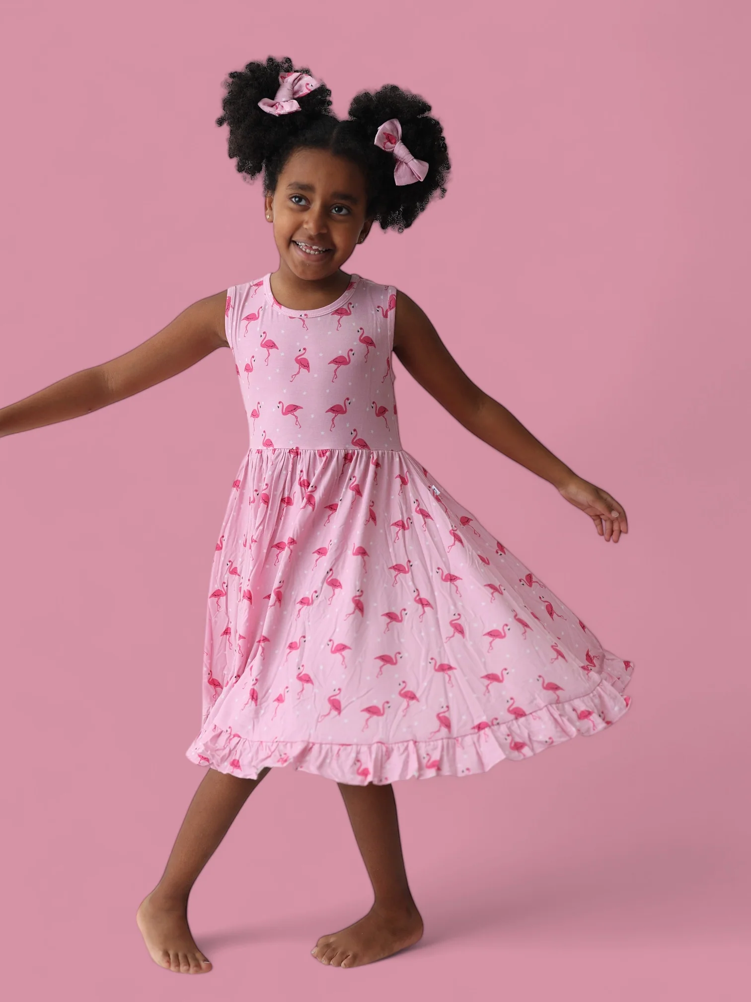 FLOCKING FLAMINGOS SLEEVELESS DREAM RUFFLE DRESS - Image 8