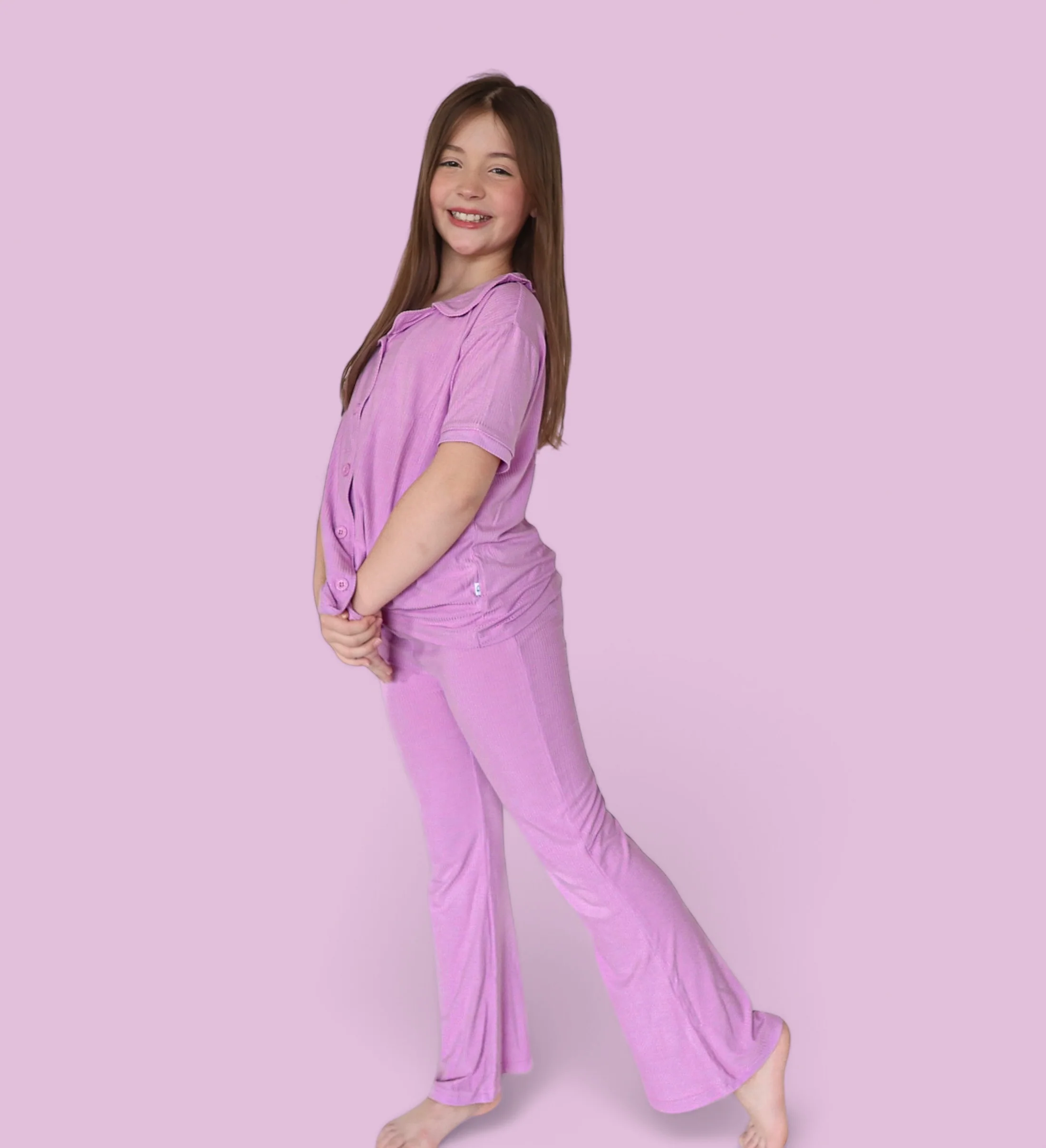 FOREVER LILAC RIB DREAM GIRL'S FLARE SET - Image 3