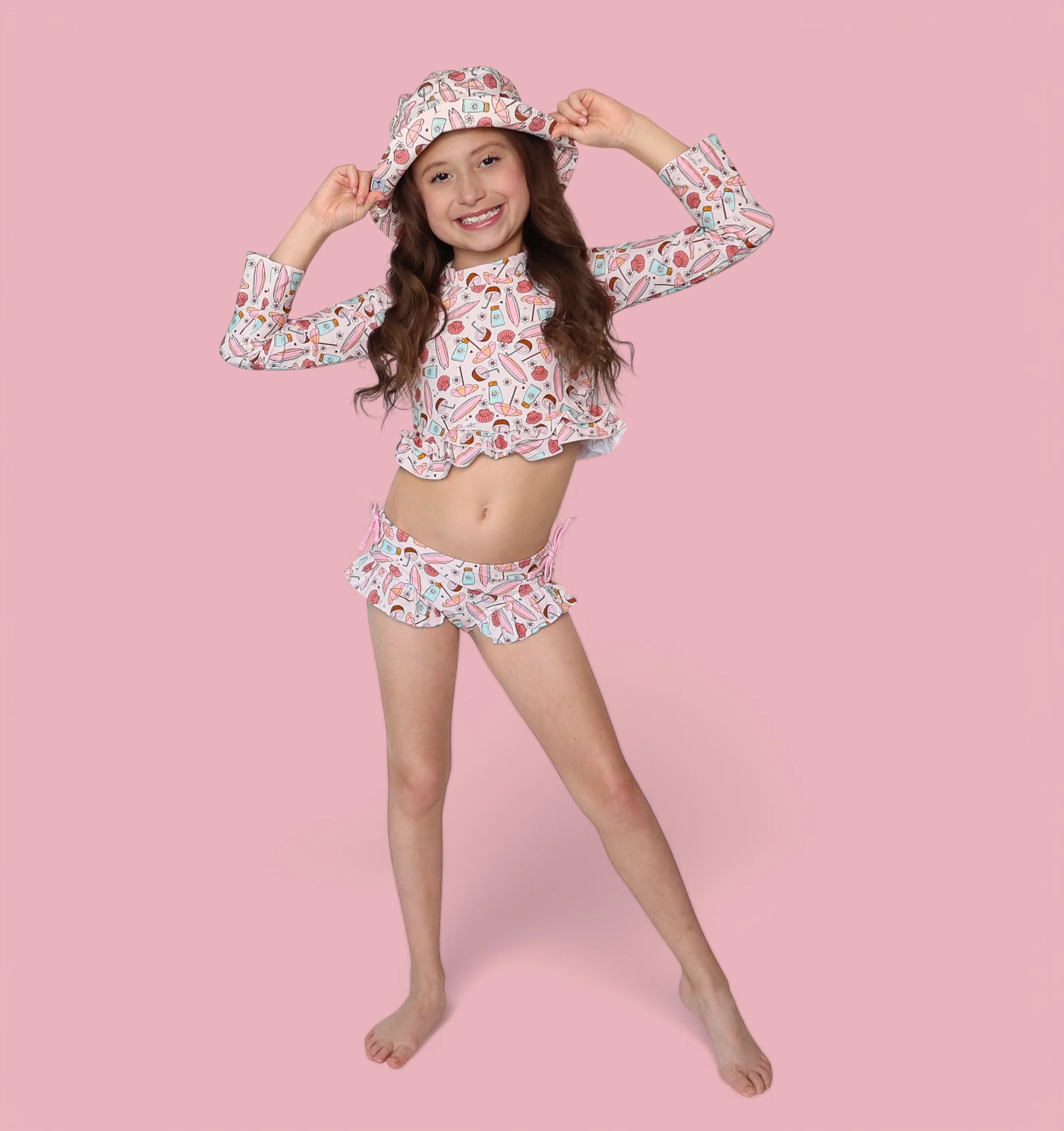 FUN IN THE SUN DREAM TWO-PIECE RASH GUARD RUFFLE SWIM SUIT - Image 14