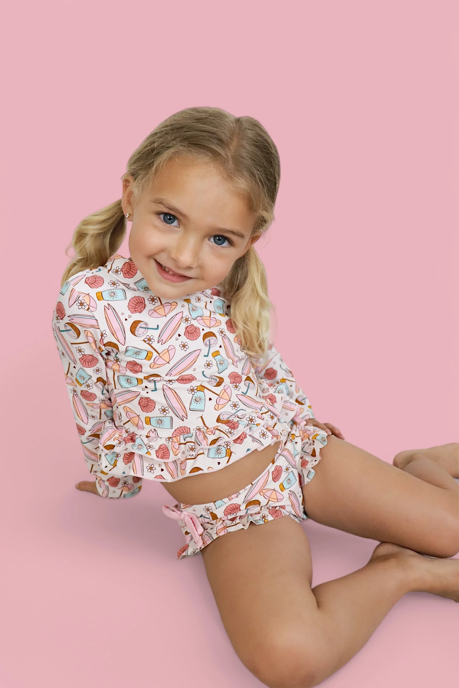 FUN IN THE SUN DREAM TWO-PIECE RASH GUARD RUFFLE SWIM SUIT - Image 4