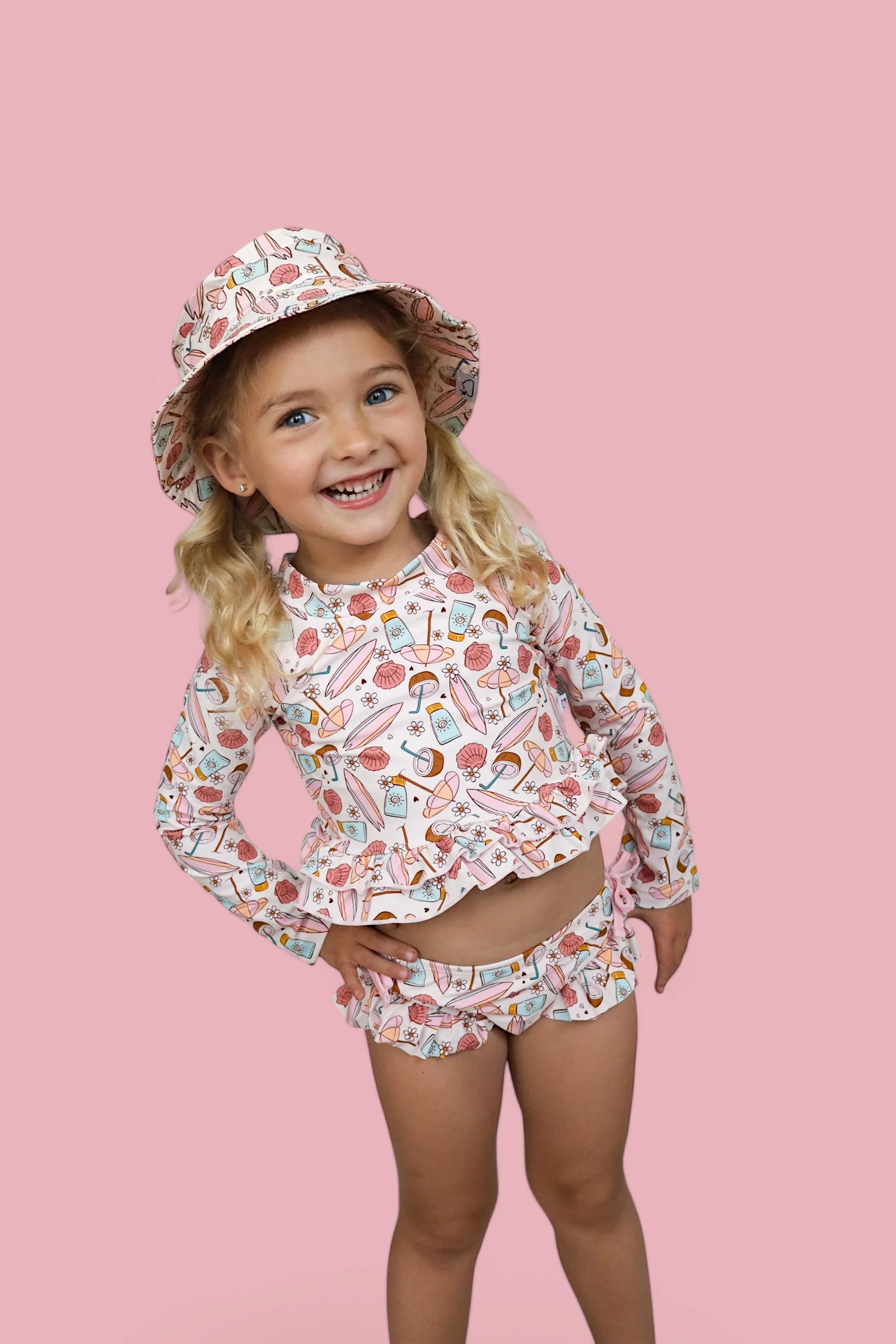 FUN IN THE SUN DREAM TWO-PIECE RASH GUARD RUFFLE SWIM SUIT - Image 5