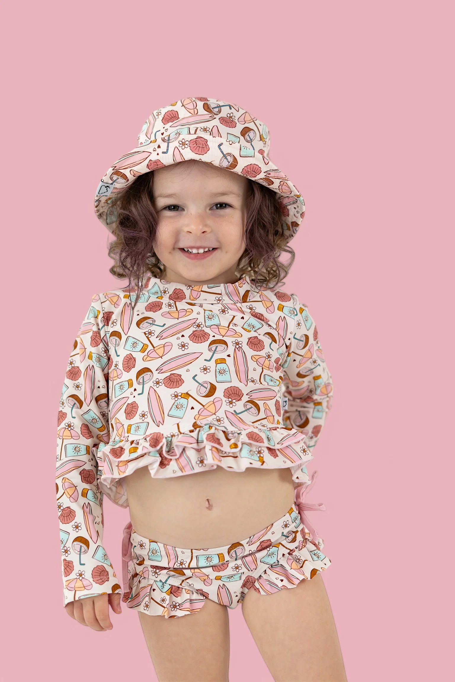 FUN IN THE SUN DREAM TWO-PIECE RASH GUARD RUFFLE SWIM SUIT - Image 6
