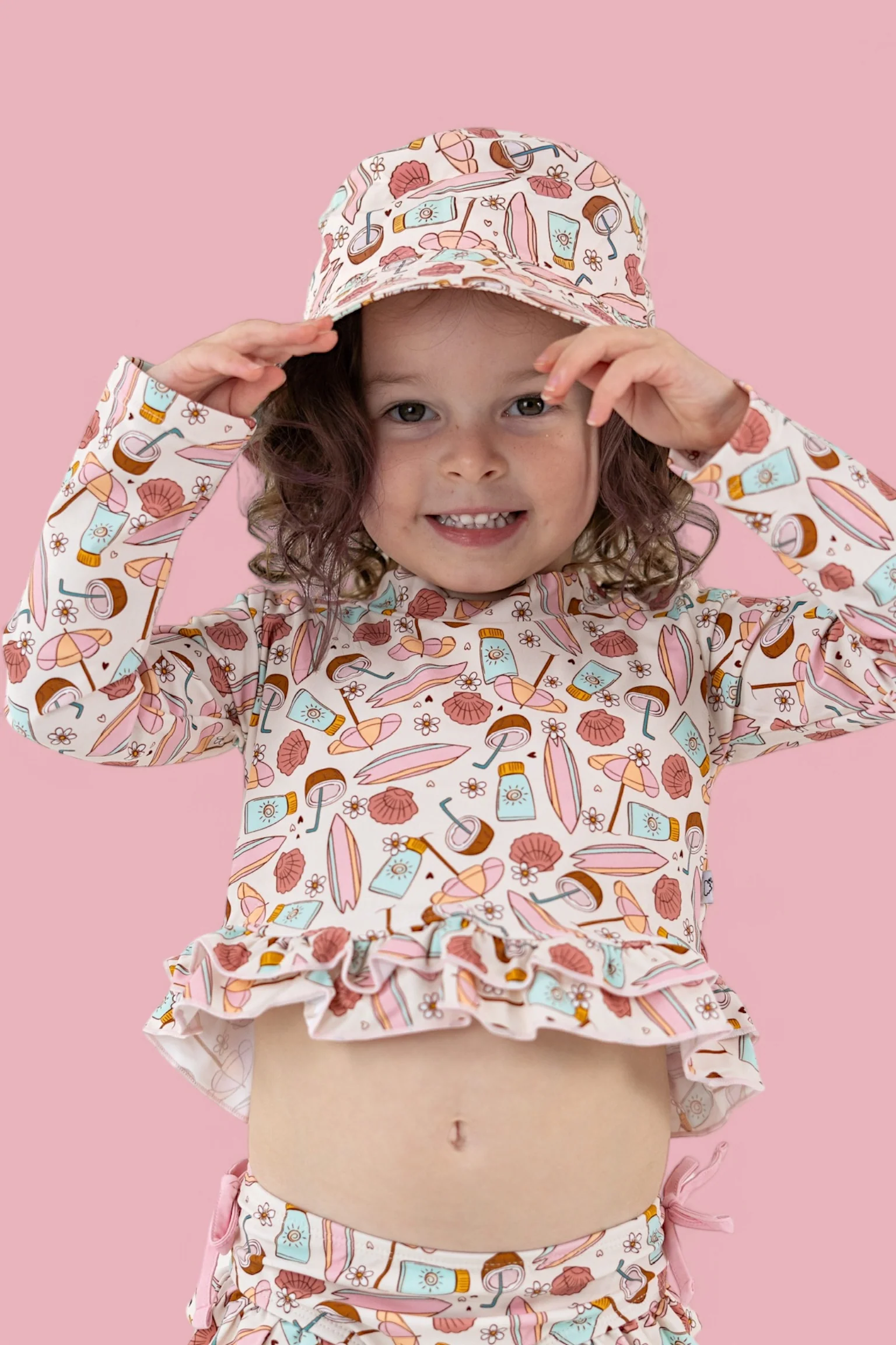 FUN IN THE SUN DREAM TWO-PIECE RASH GUARD RUFFLE SWIM SUIT - Image 9