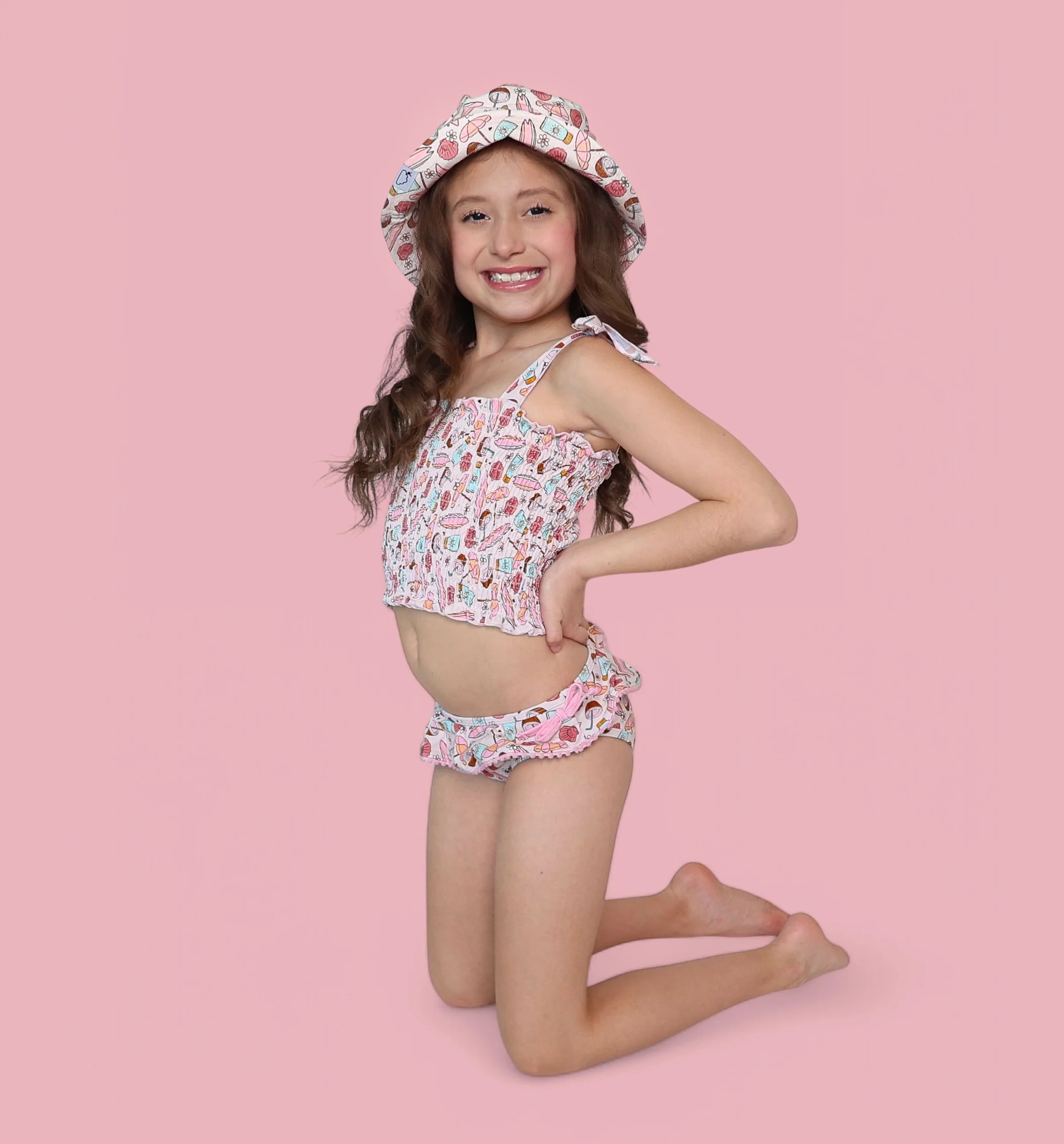 FUN IN THE SUN DREAM SMOCKED TANKINI TWO PIECE SWIM SUIT - Image 3