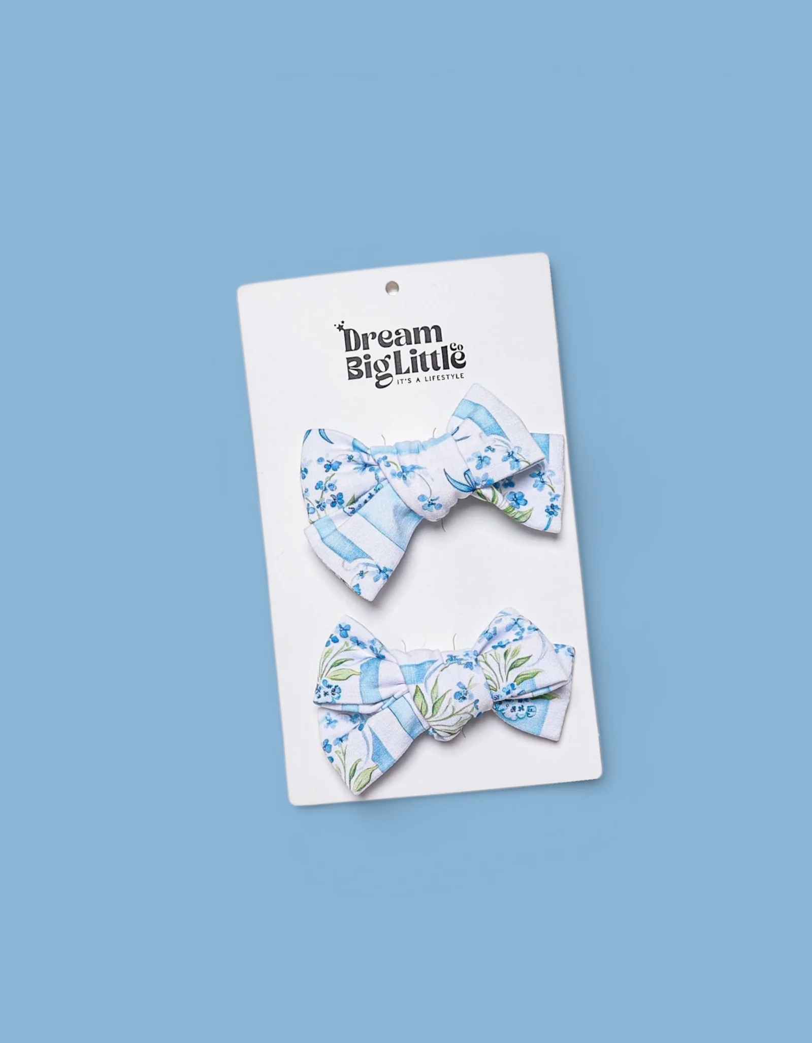 HEIRLOOM BLUE BLOOMS DREAM BOW HAIR CLIPS - Image 2