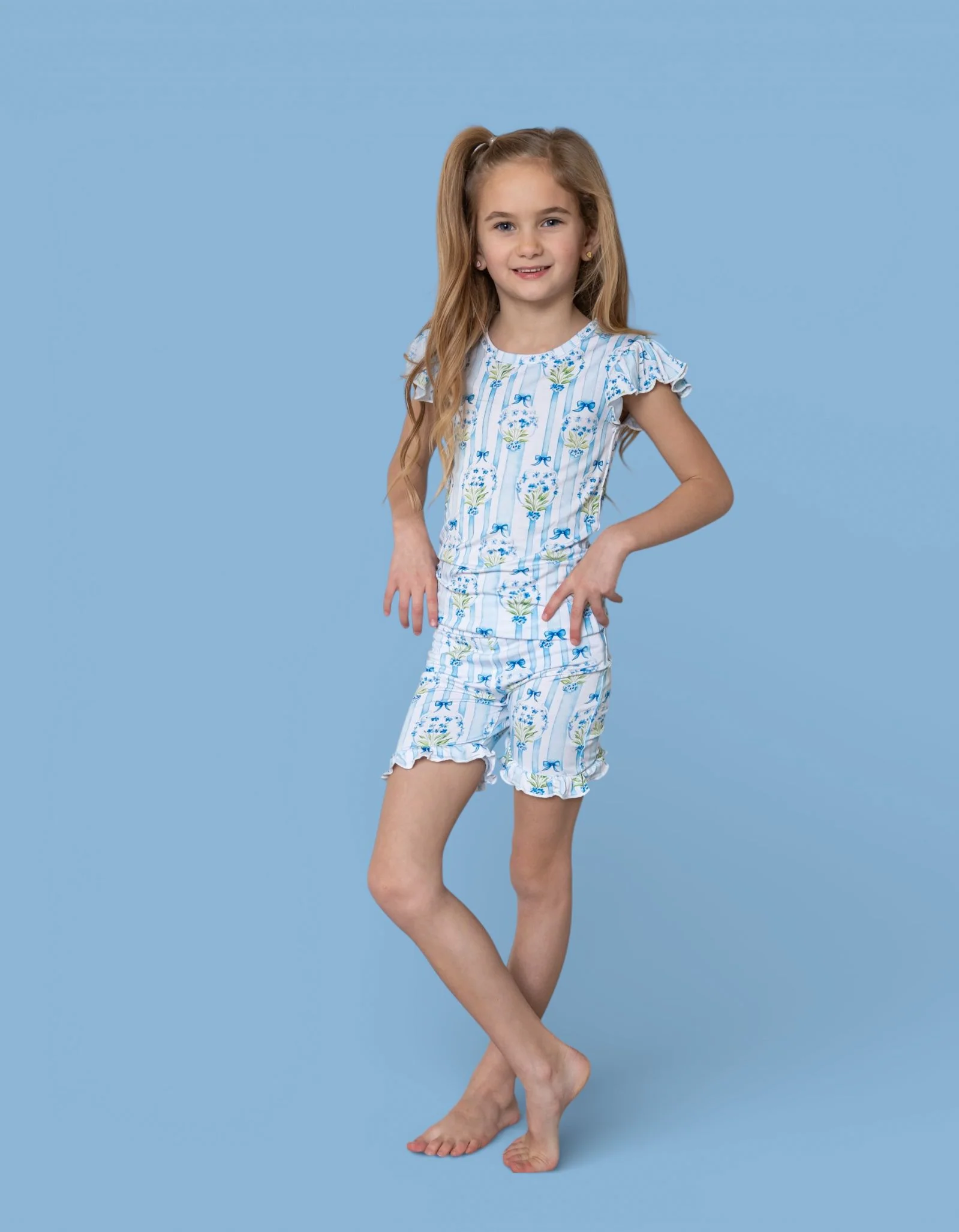 HEIRLOOM BLUE BLOOMS DREAM RUFFLE SHORT SET - Image 4