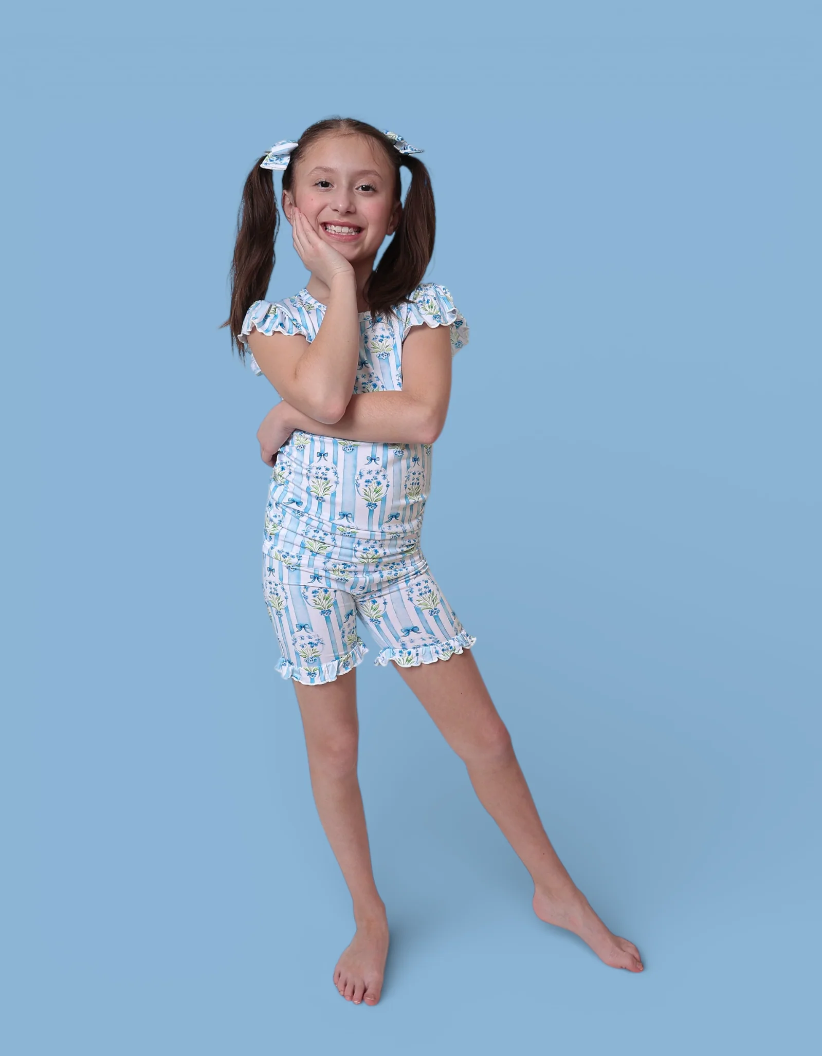 HEIRLOOM BLUE BLOOMS DREAM RUFFLE SHORT SET - Image 6