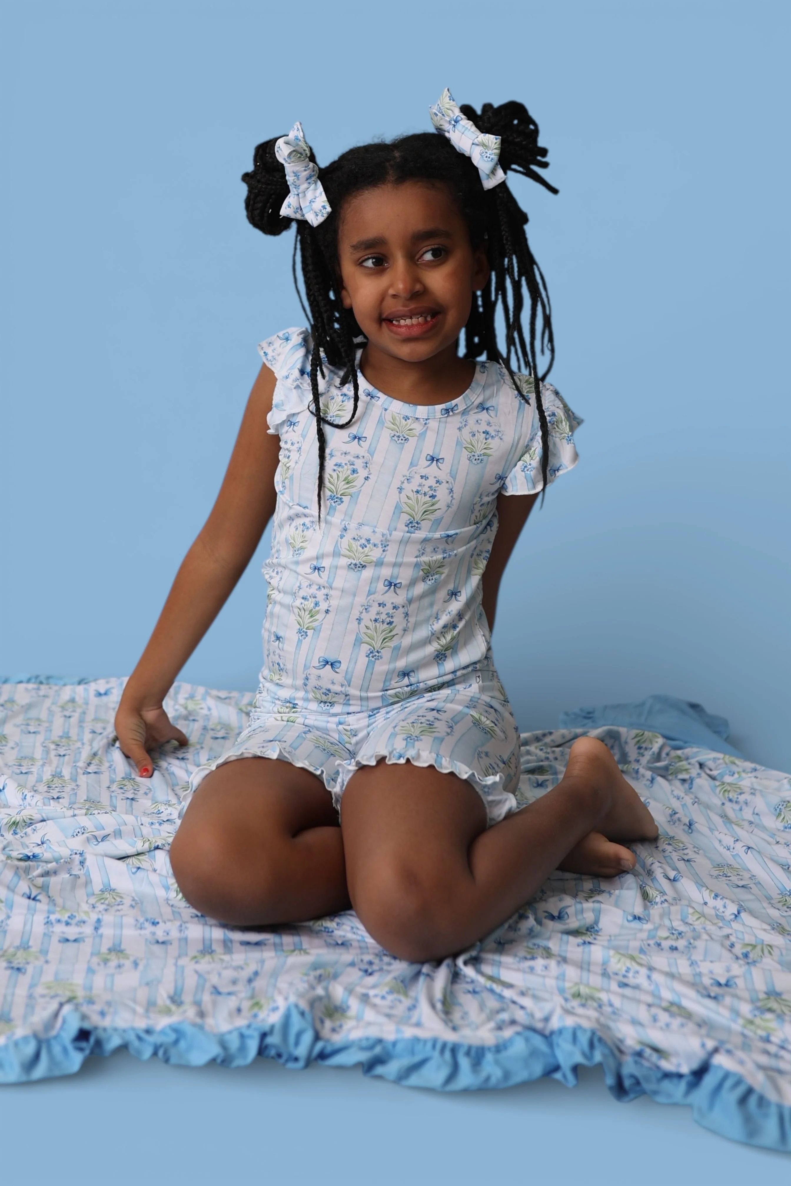 HEIRLOOM BLUE BLOOMS DREAM RUFFLE SHORT SET - Image 8