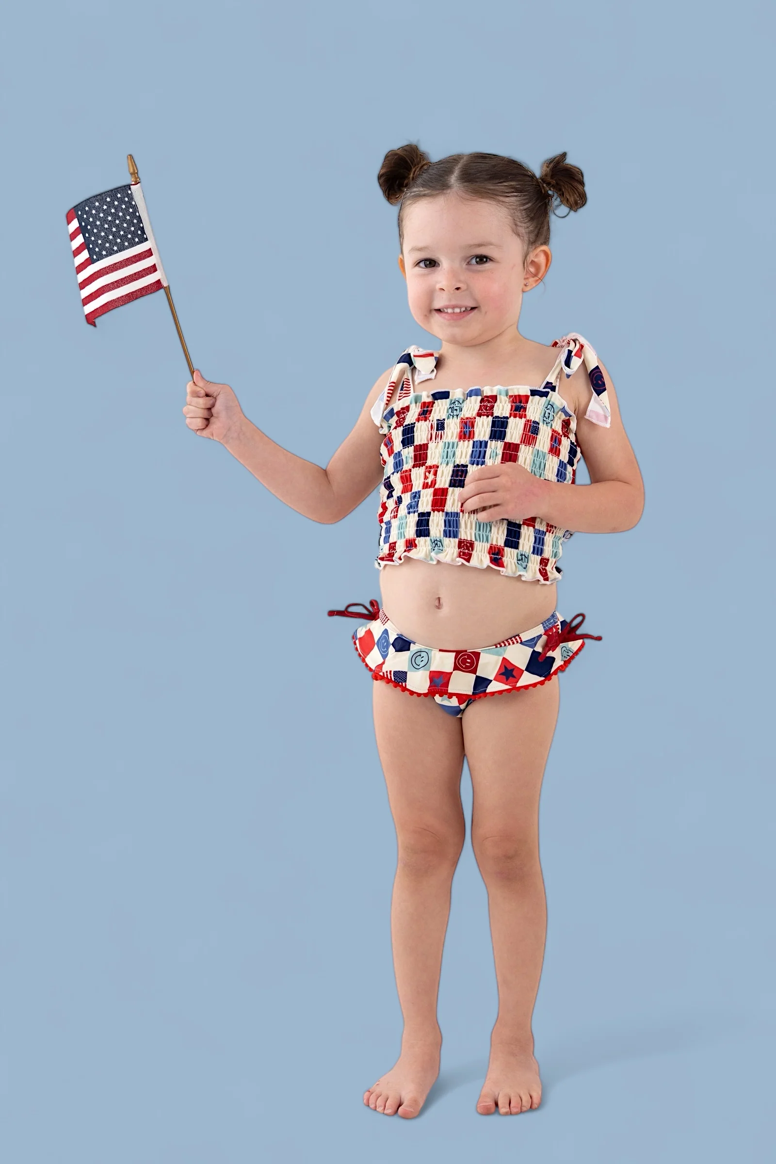 HOME OF THE FREE CHECKERS DREAM TANKINI TWO PIECE SWIM SUIT - Image 3