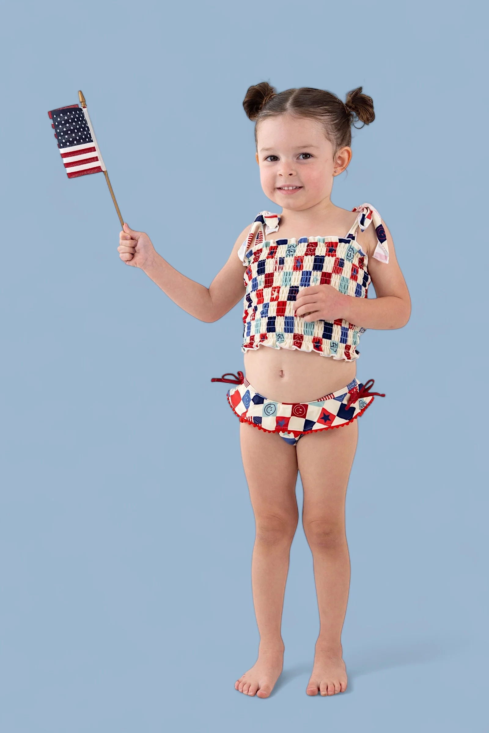 HOME OF THE FREE CHECKERS DREAM TANKINI TWO PIECE SWIM SUIT - Image 5