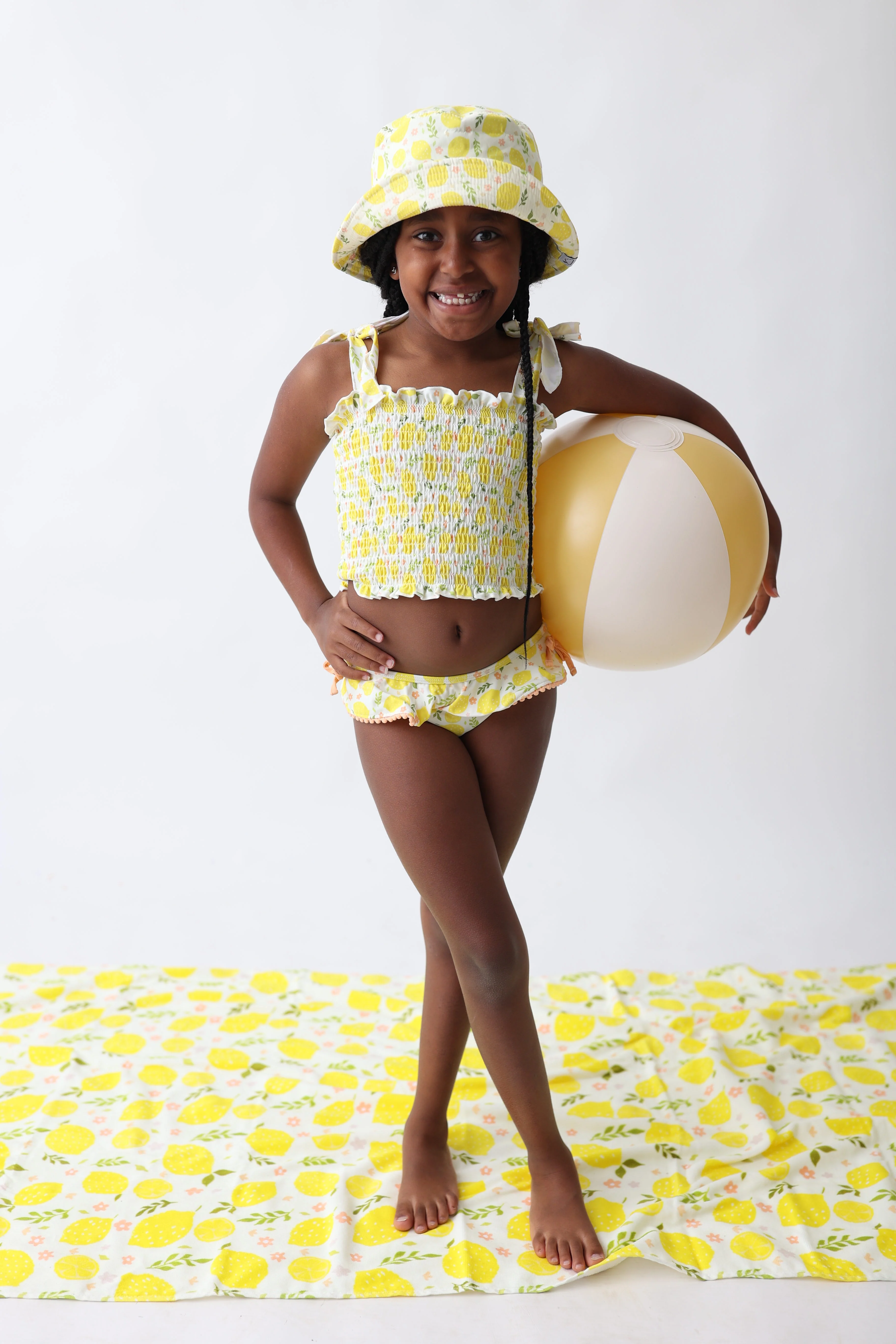 LEMON BLOSSOMS DREAM SMOCKED TANKINI TWO PIECE SWIM SUIT - Image 3
