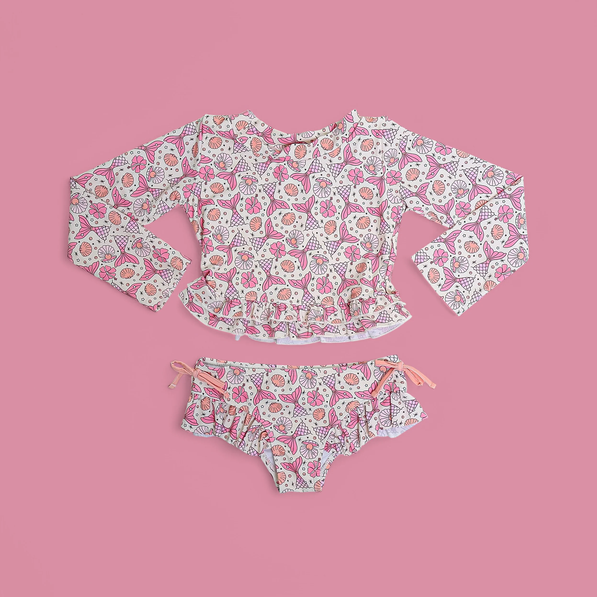 MAGICAL MERMAID DREAM TWO-PIECE RASH GUARD RUFFLE SWIM SUIT - Image 2