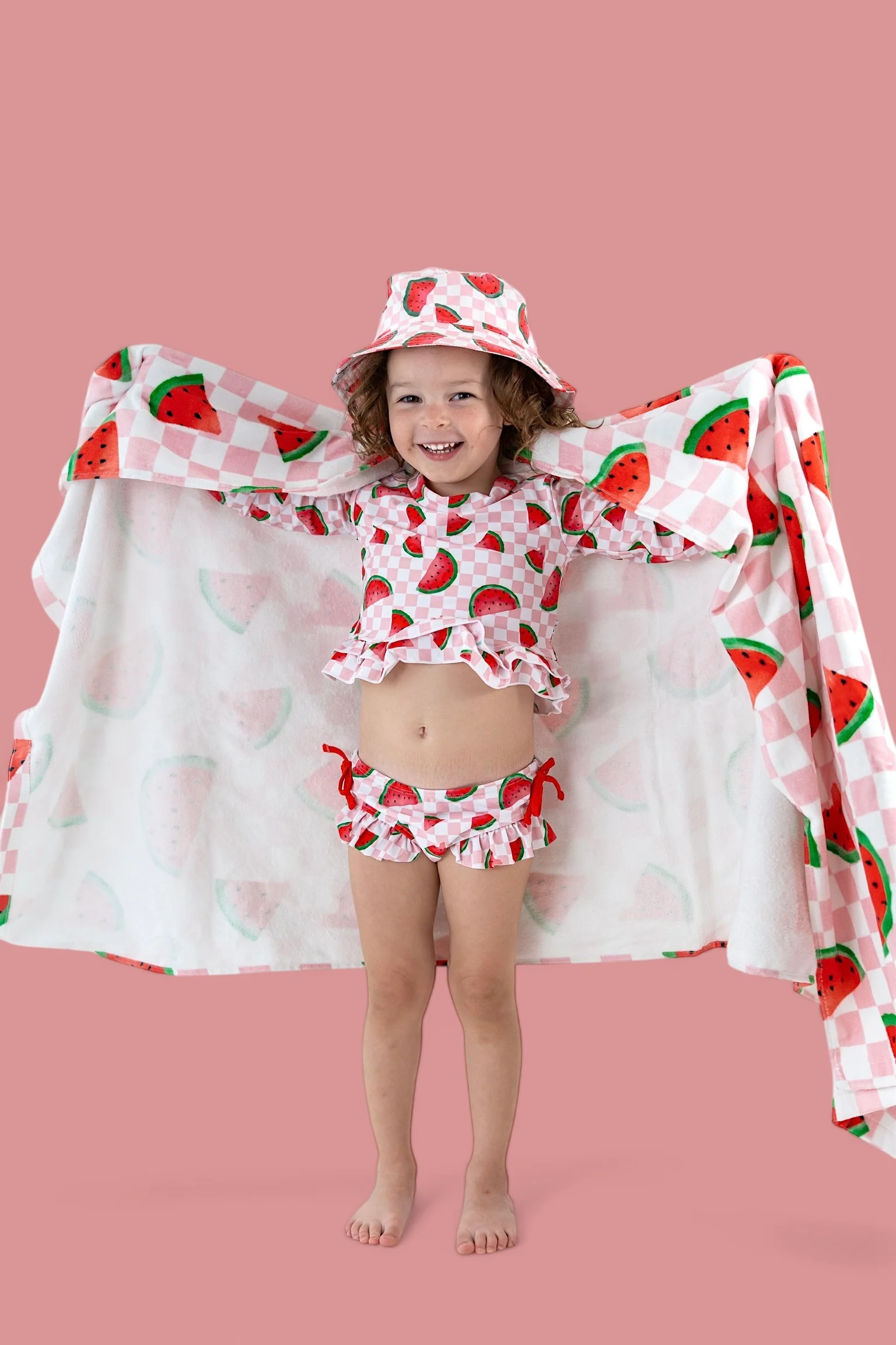 ONE IN A MELON DREAM TWO PIECE RASH GUARD RUFFLE SWIM SUIT - Image 16