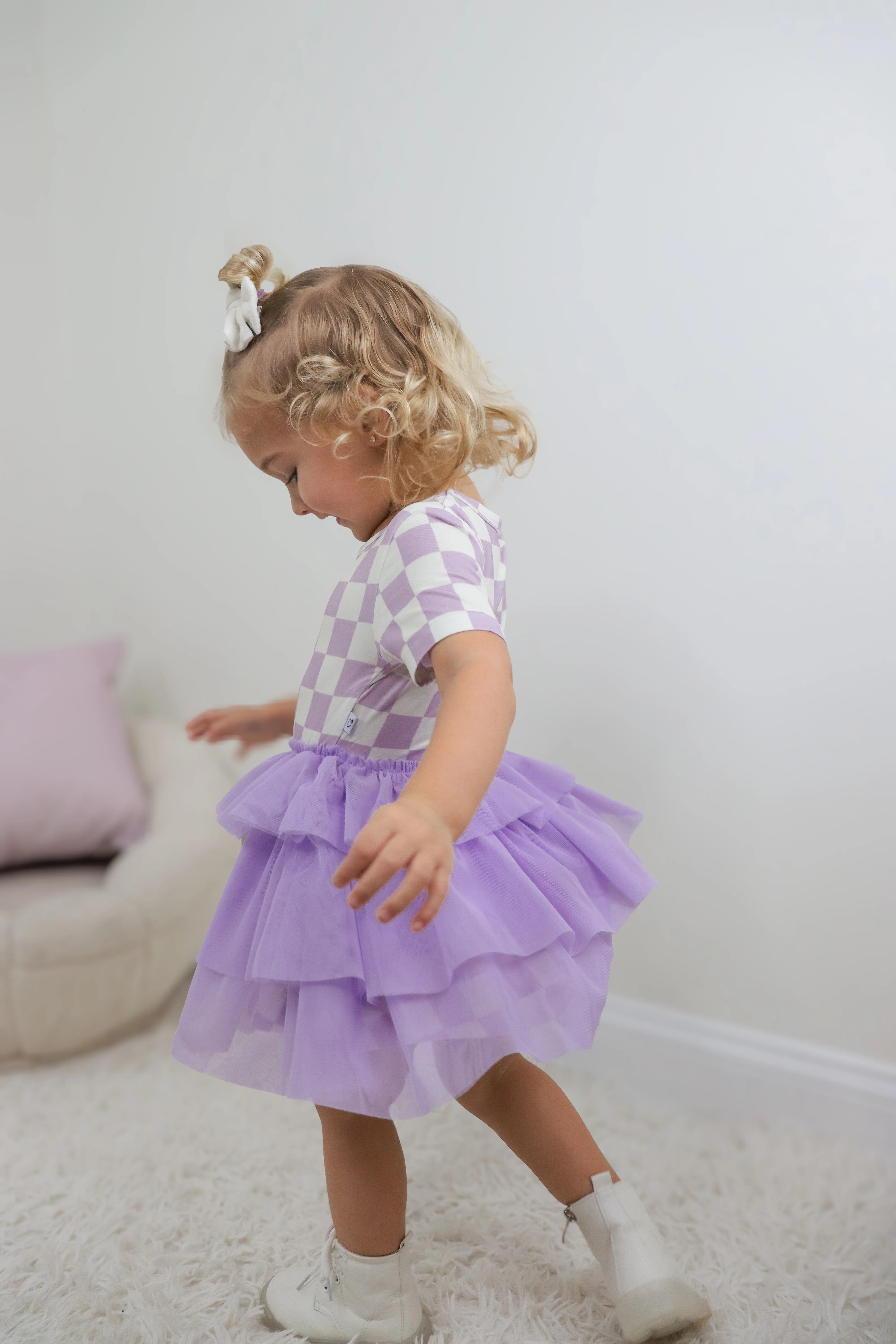 PERIWINKLE CHECKERS DREAM TUTU DRESS - Image 2