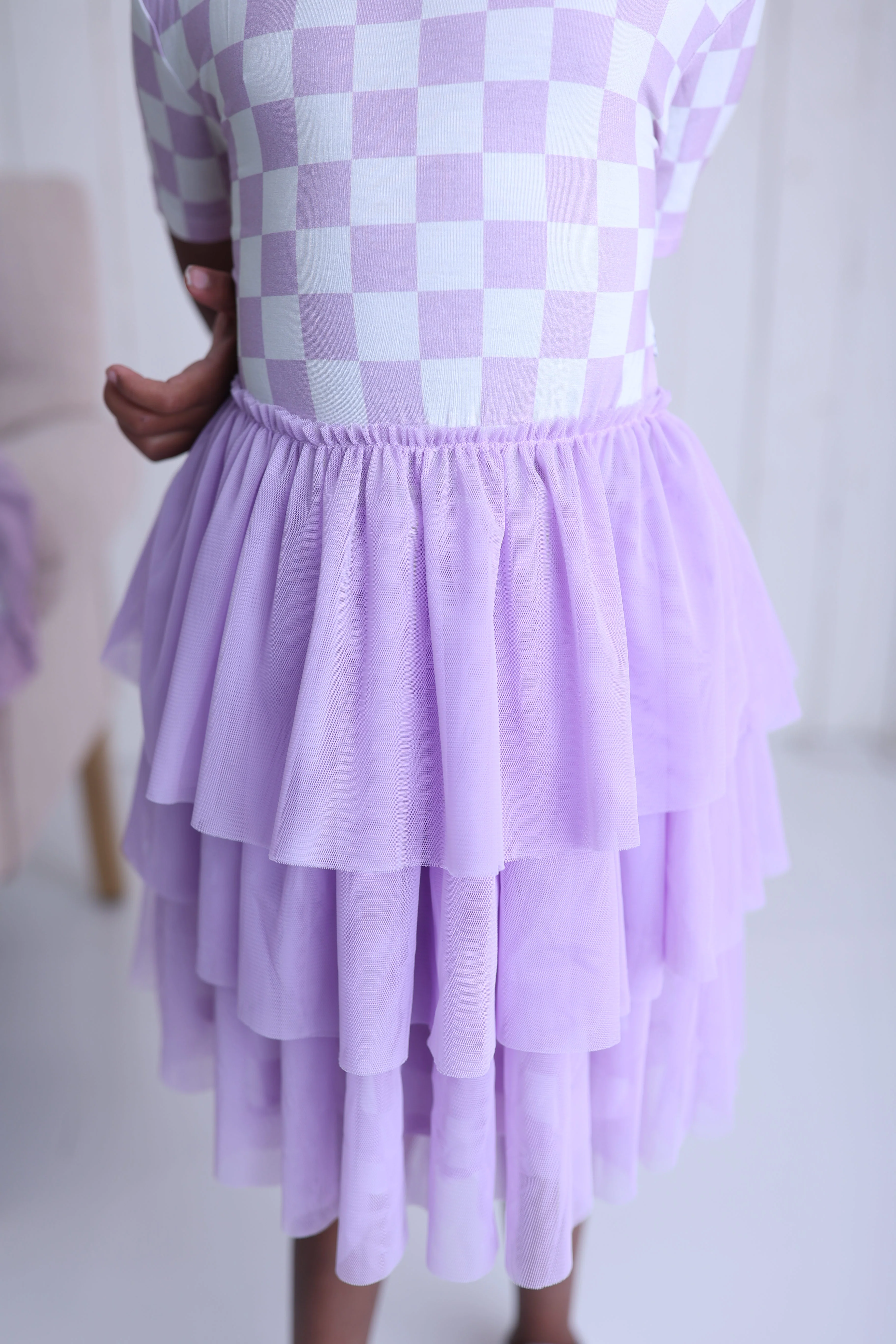 PERIWINKLE CHECKERS DREAM TUTU DRESS - Image 5