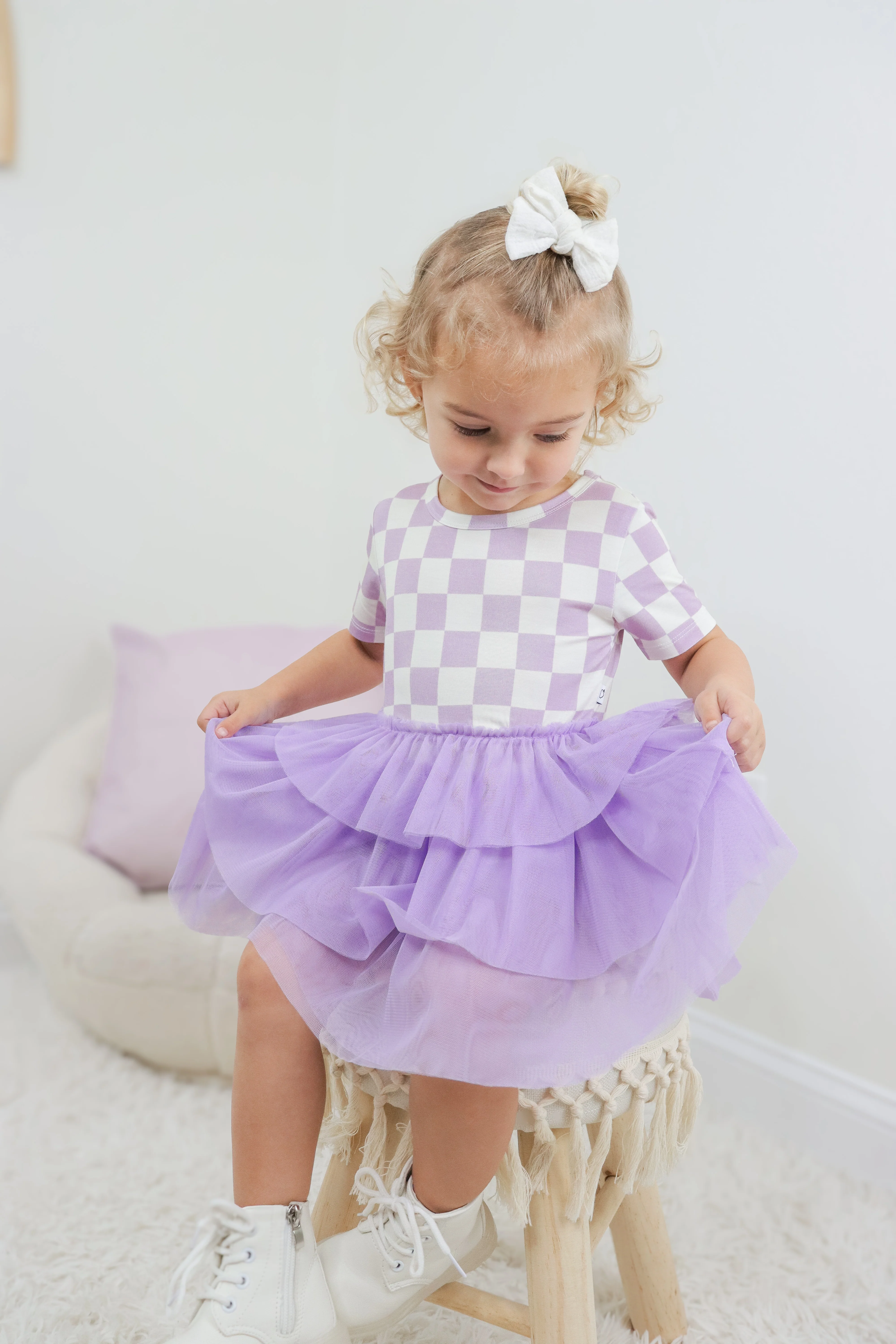 PERIWINKLE CHECKERS DREAM TUTU DRESS - Image 6