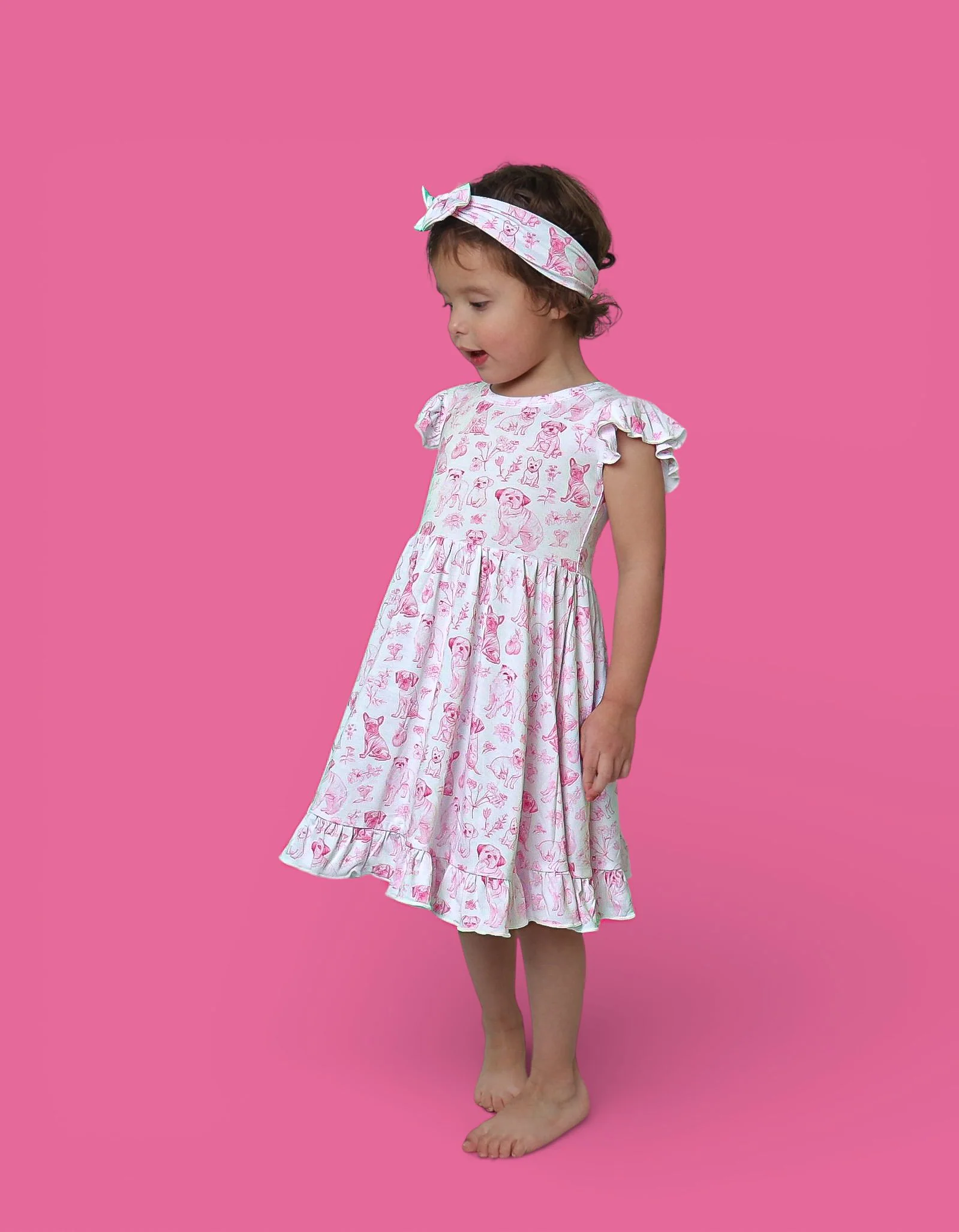 PINK PUPPY TOILE DREAM CAP SLEEVE RUFFLE DRESS - Image 10