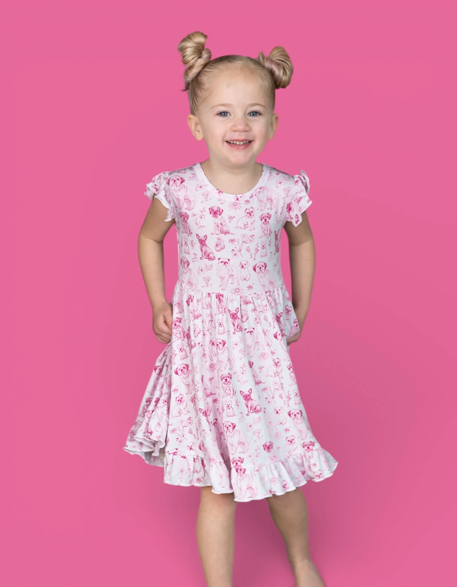 PINK PUPPY TOILE DREAM CAP SLEEVE RUFFLE DRESS - Image 12