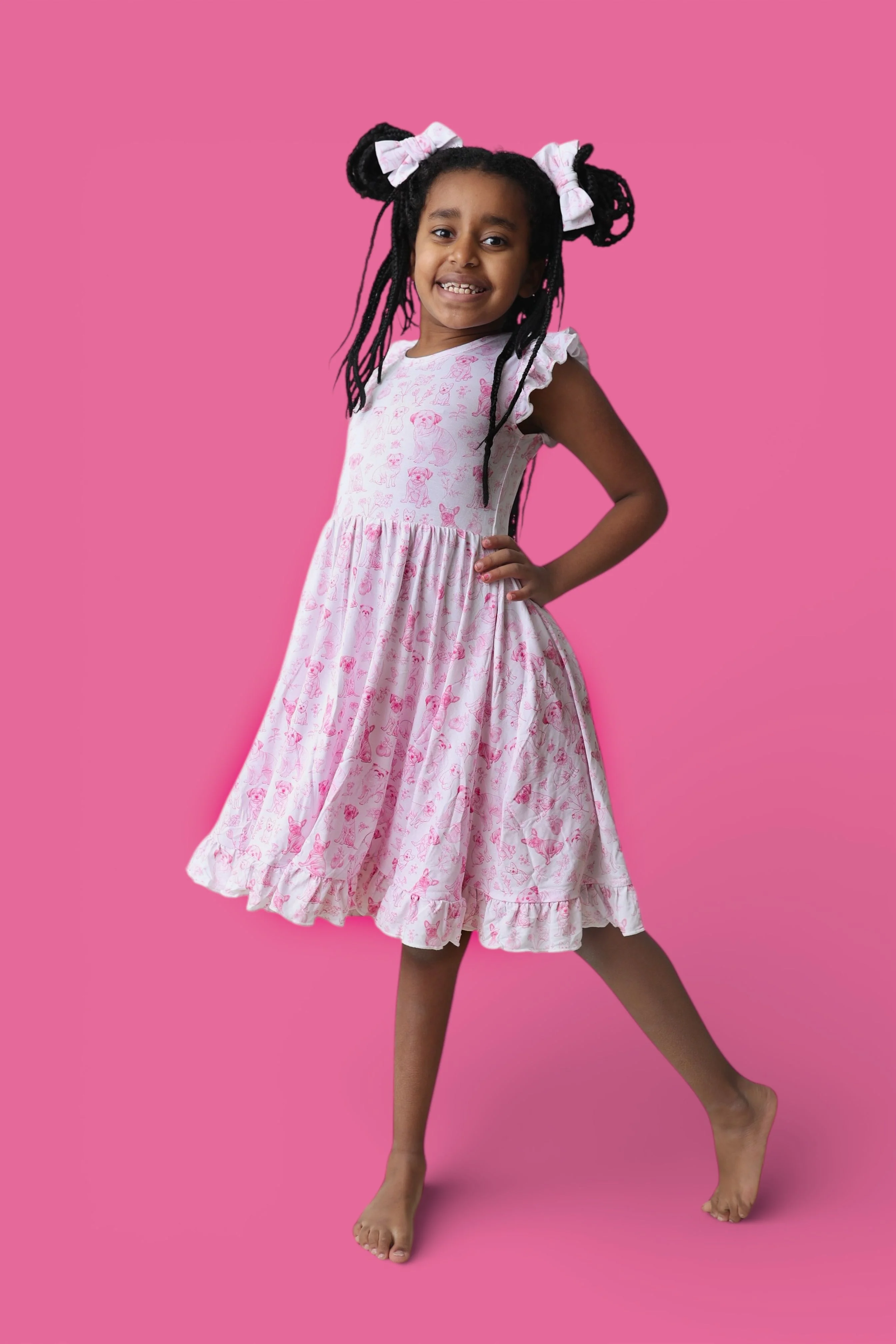 PINK PUPPY TOILE DREAM CAP SLEEVE RUFFLE DRESS - Image 3