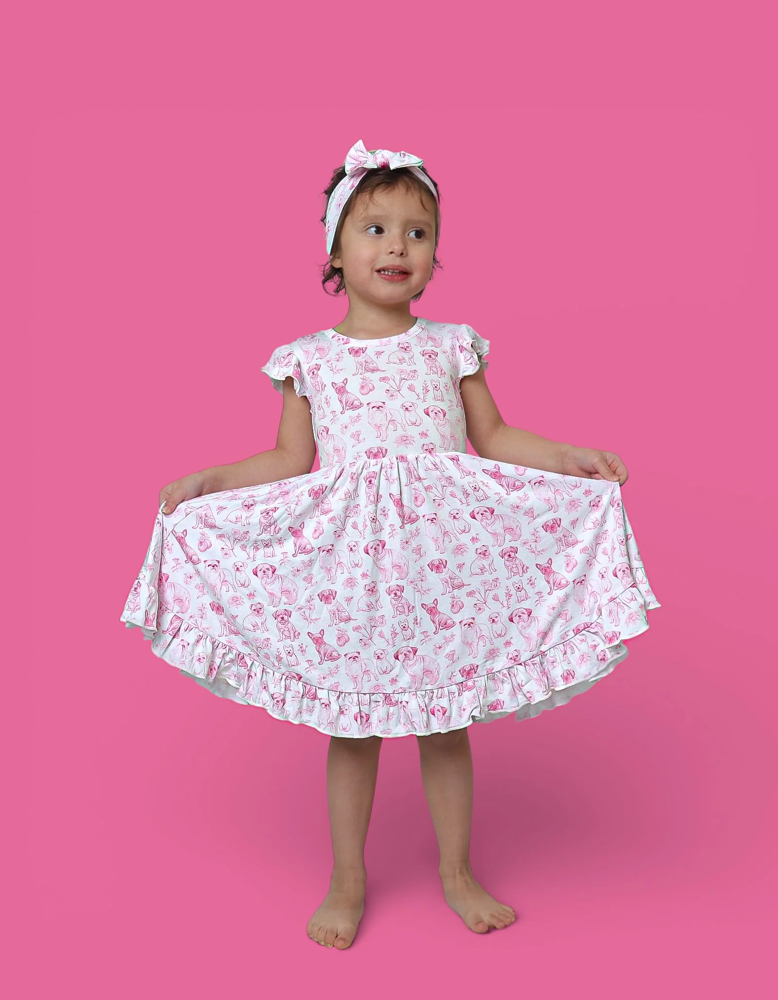 PINK PUPPY TOILE DREAM CAP SLEEVE RUFFLE DRESS - Image 4