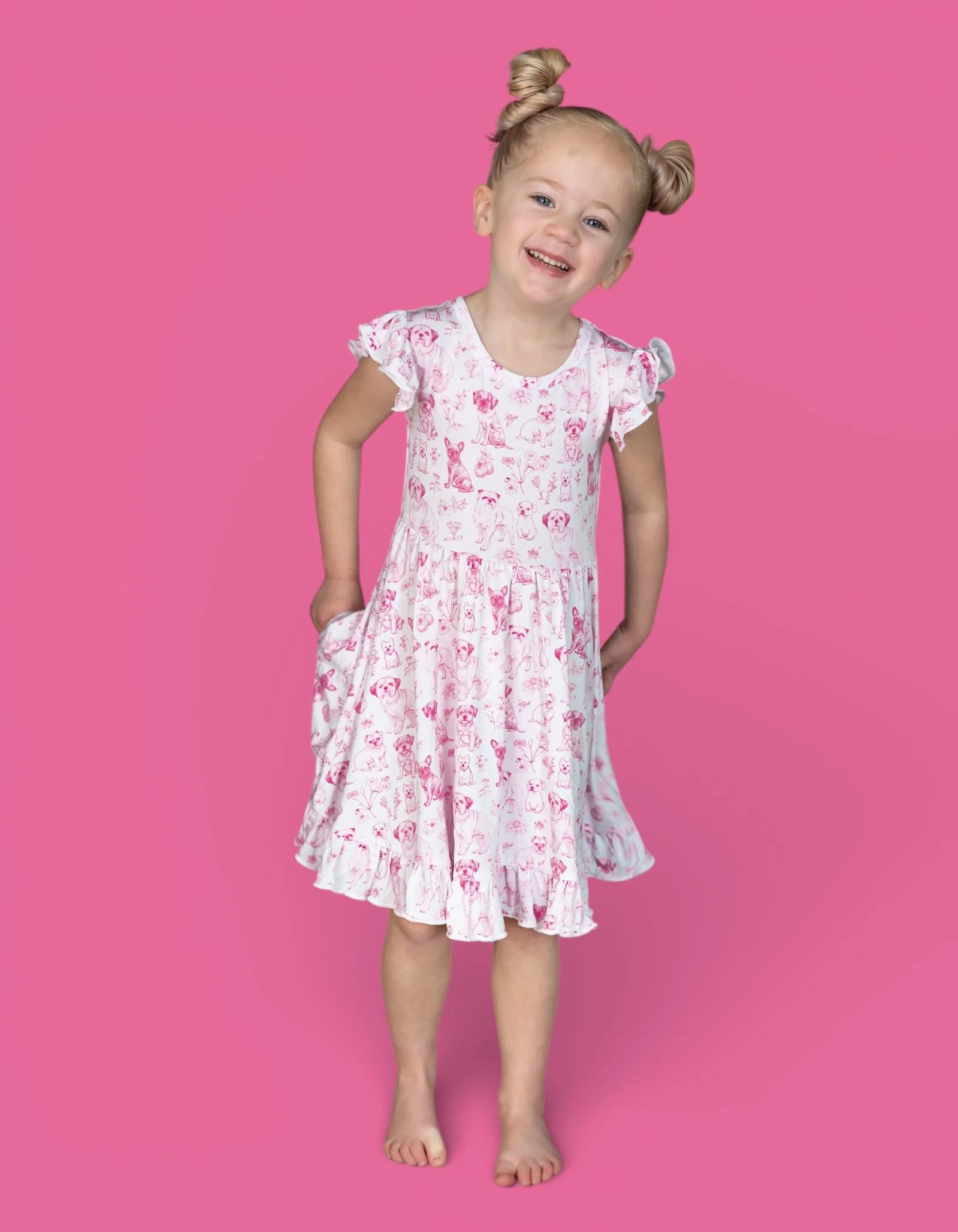PINK PUPPY TOILE DREAM CAP SLEEVE RUFFLE DRESS - Image 8