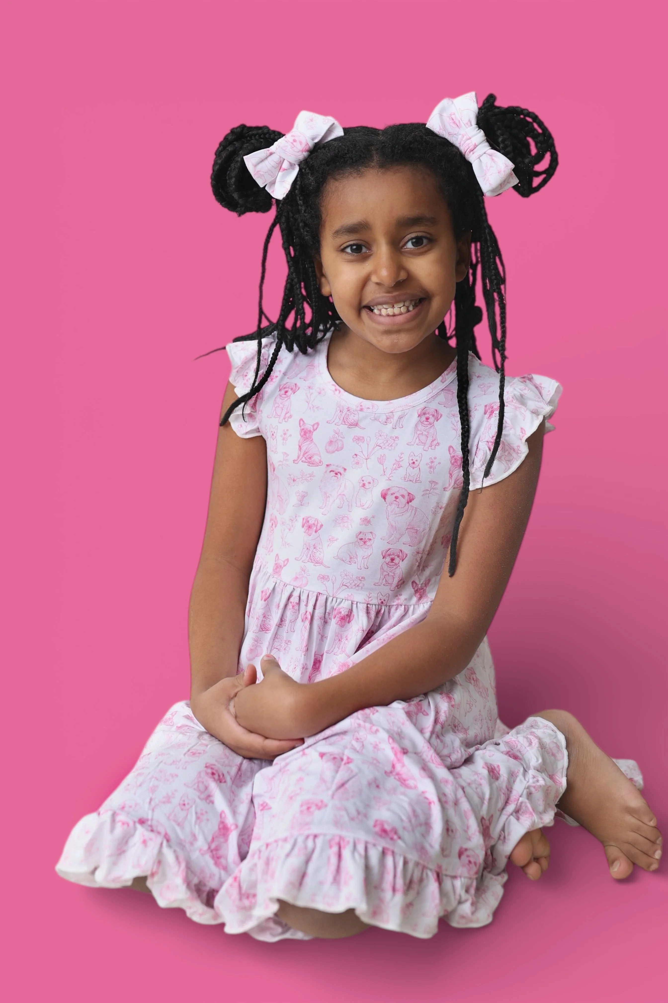 PINK PUPPY TOILE DREAM CAP SLEEVE RUFFLE DRESS - Image 9