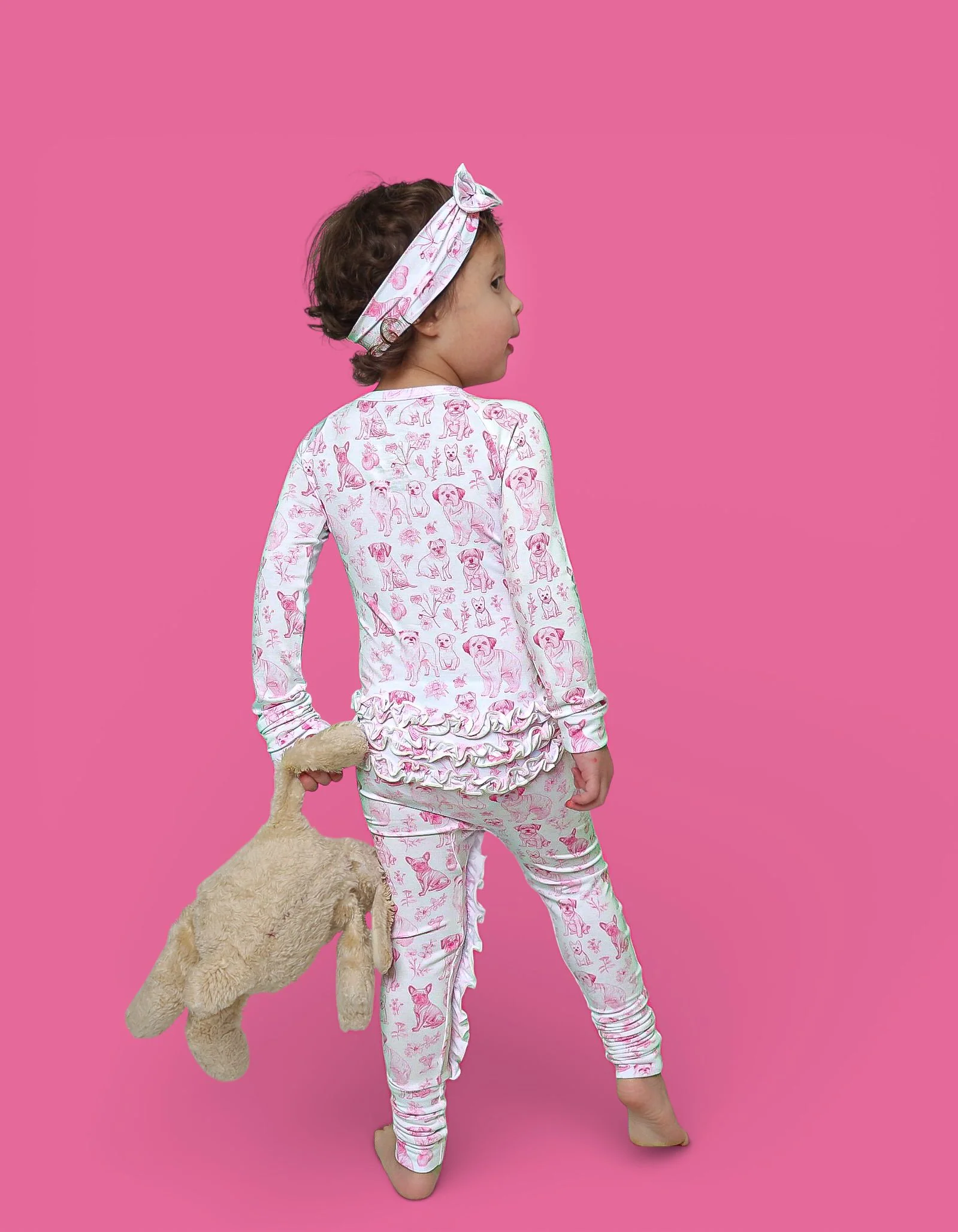 PINK PUPPY TOILE DREAM RUFFLE ROMPER - Image 12
