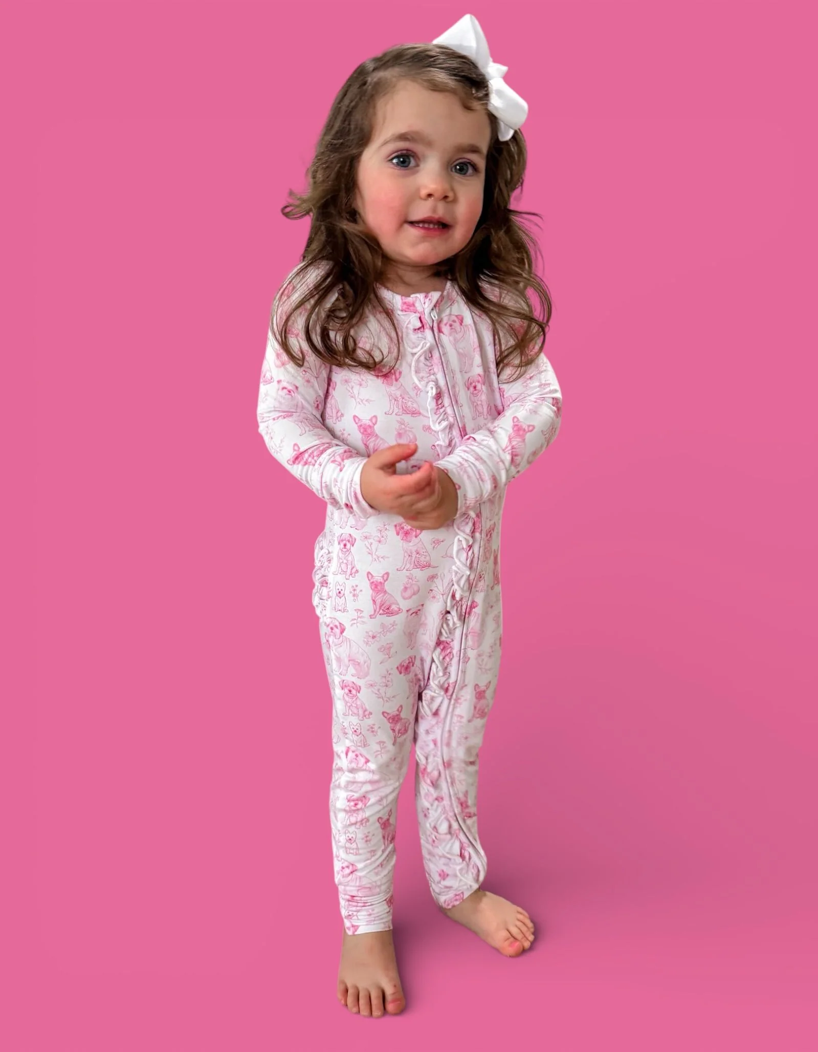 PINK PUPPY TOILE DREAM RUFFLE ROMPER - Image 15