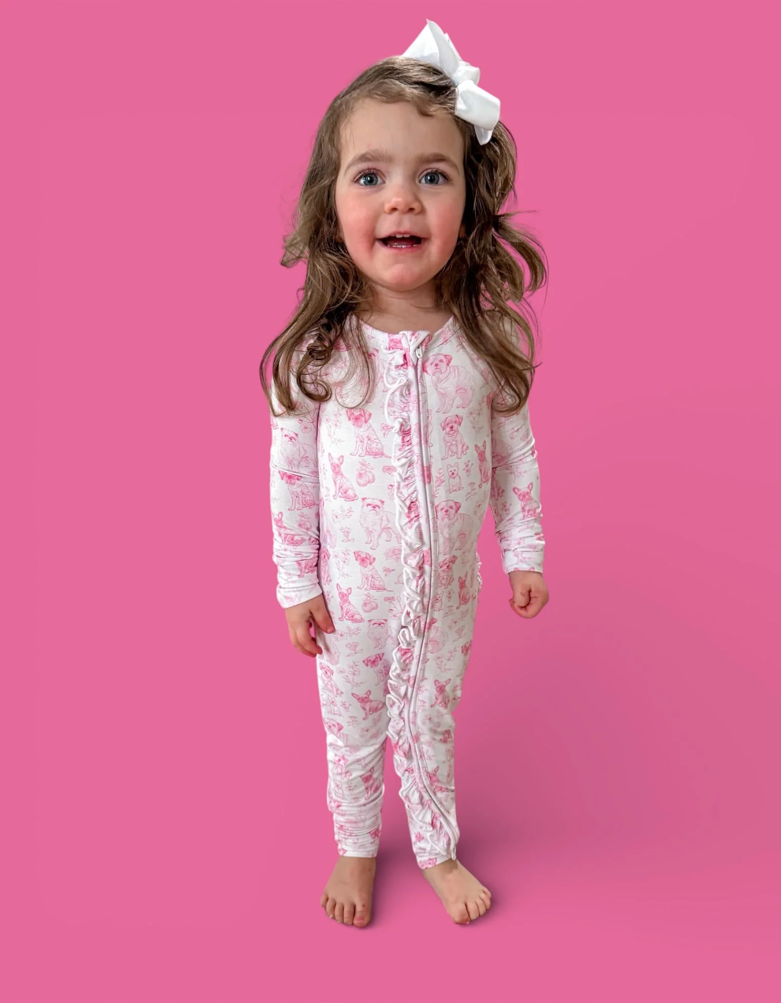 PINK PUPPY TOILE DREAM RUFFLE ROMPER - Image 17