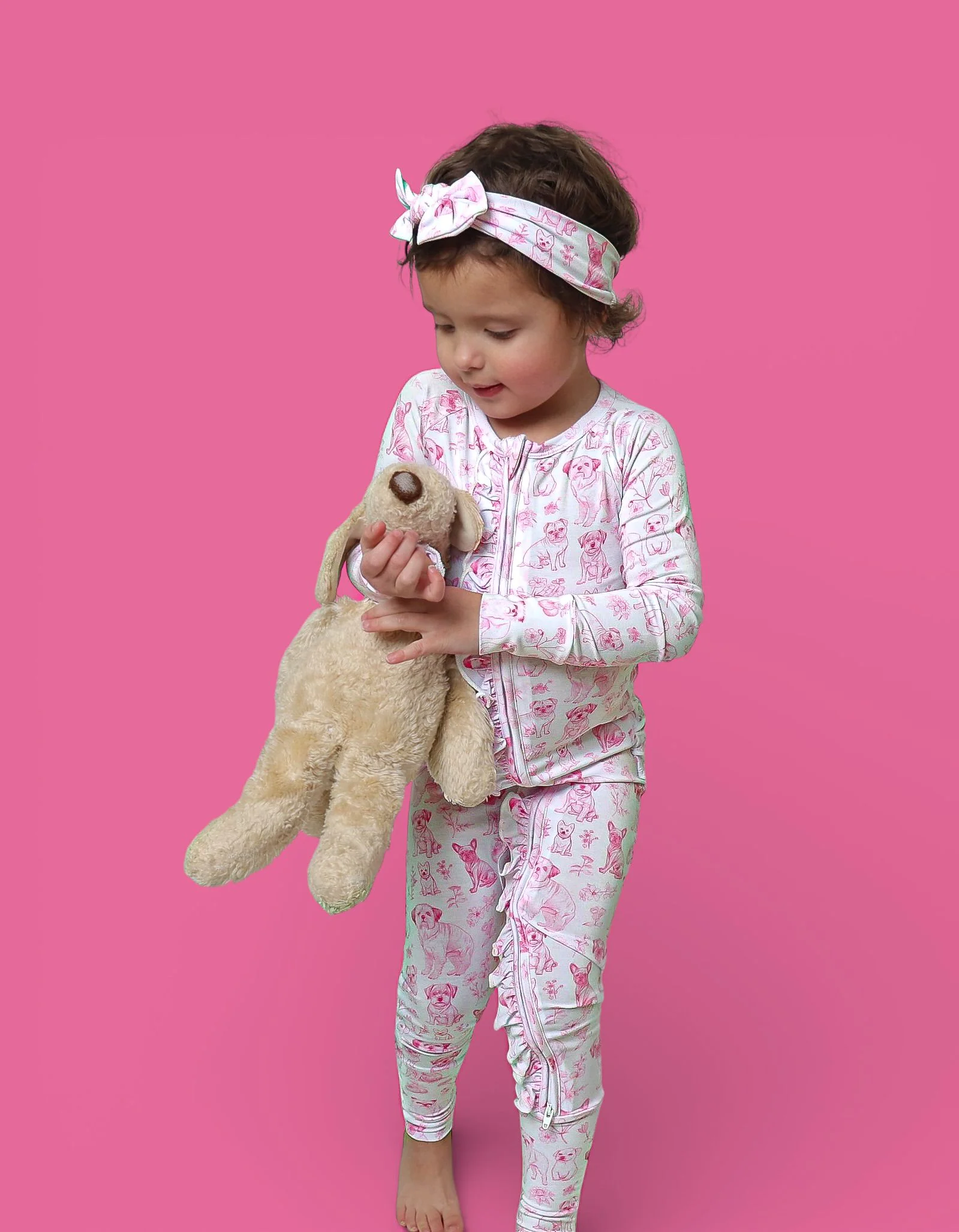 PINK PUPPY TOILE DREAM RUFFLE ROMPER - Image 7