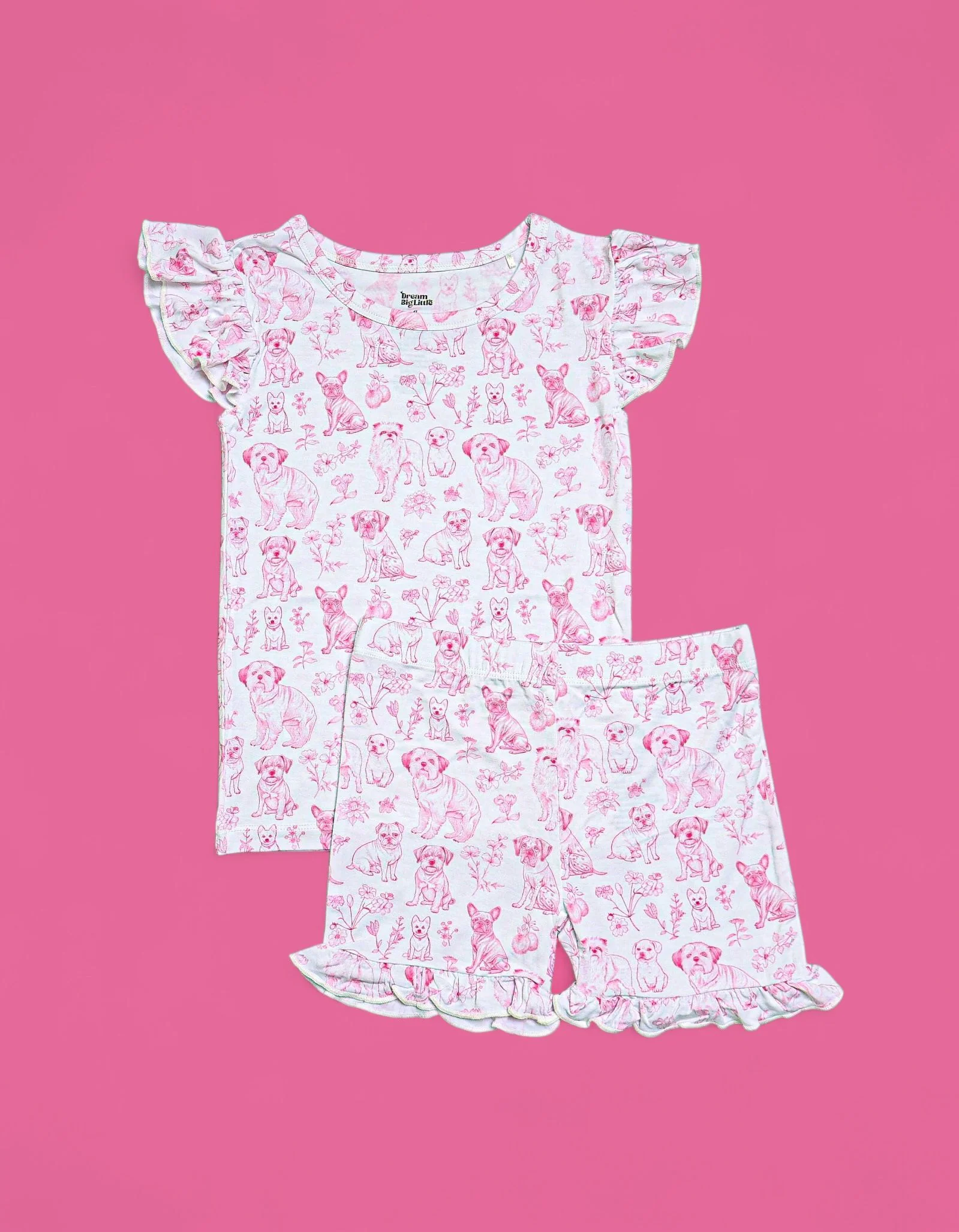 PINK PUPPY TOILE DREAM RUFFLE SHORT SET - Image 3