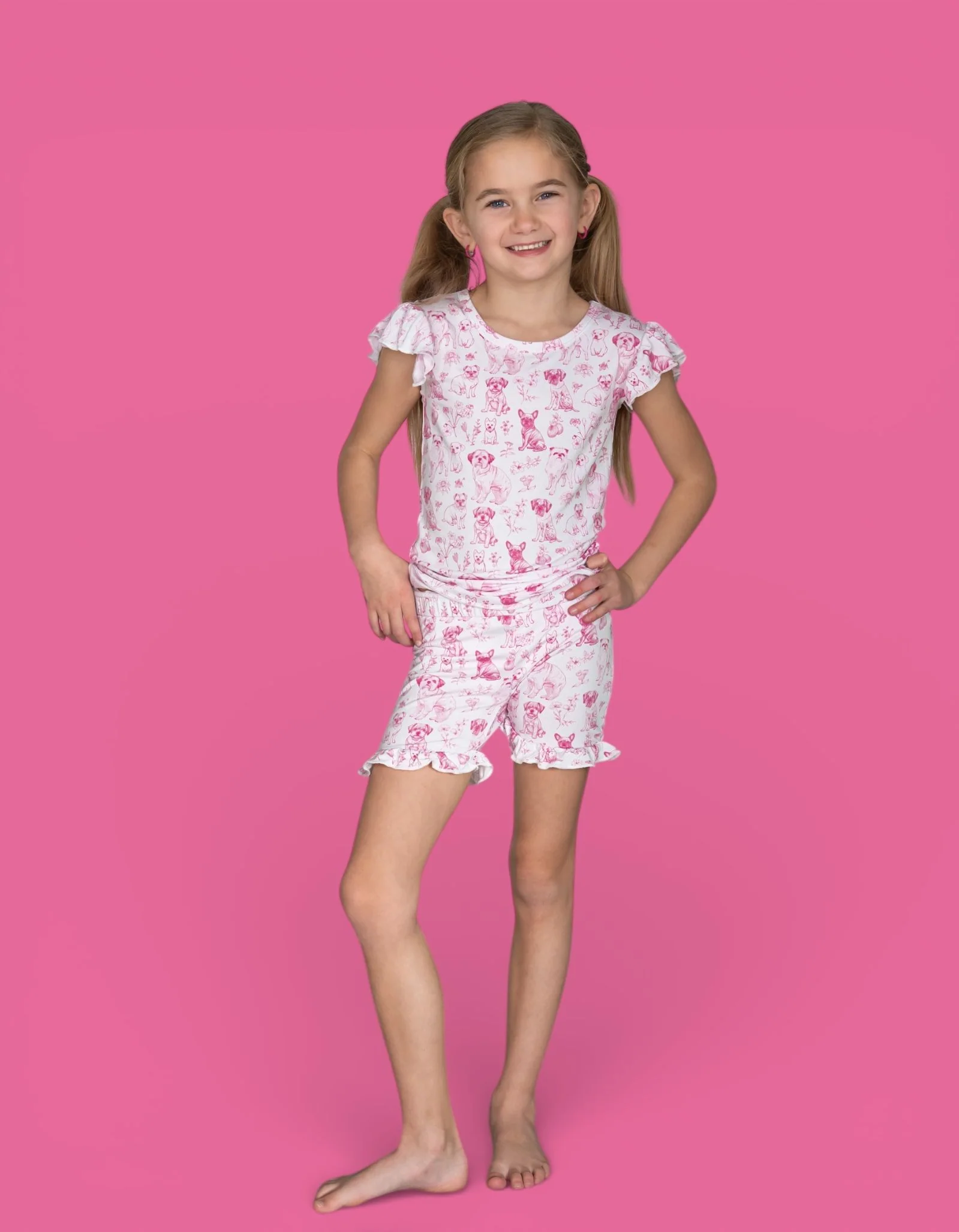PINK PUPPY TOILE DREAM RUFFLE SHORT SET - Image 7