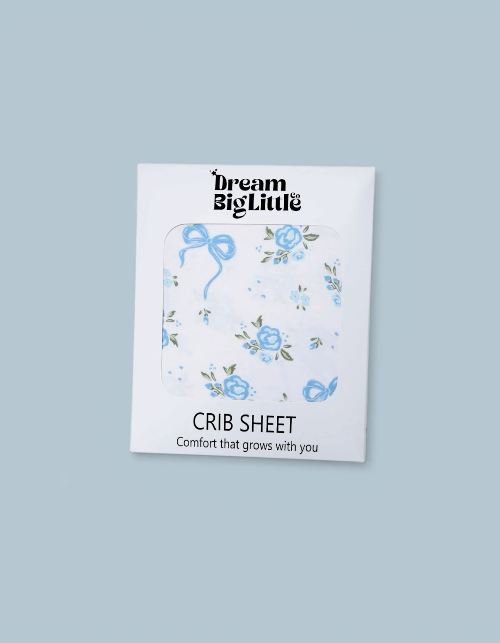 POWDER BLUE POSIE DREAM CRIB SHEET - Image 2