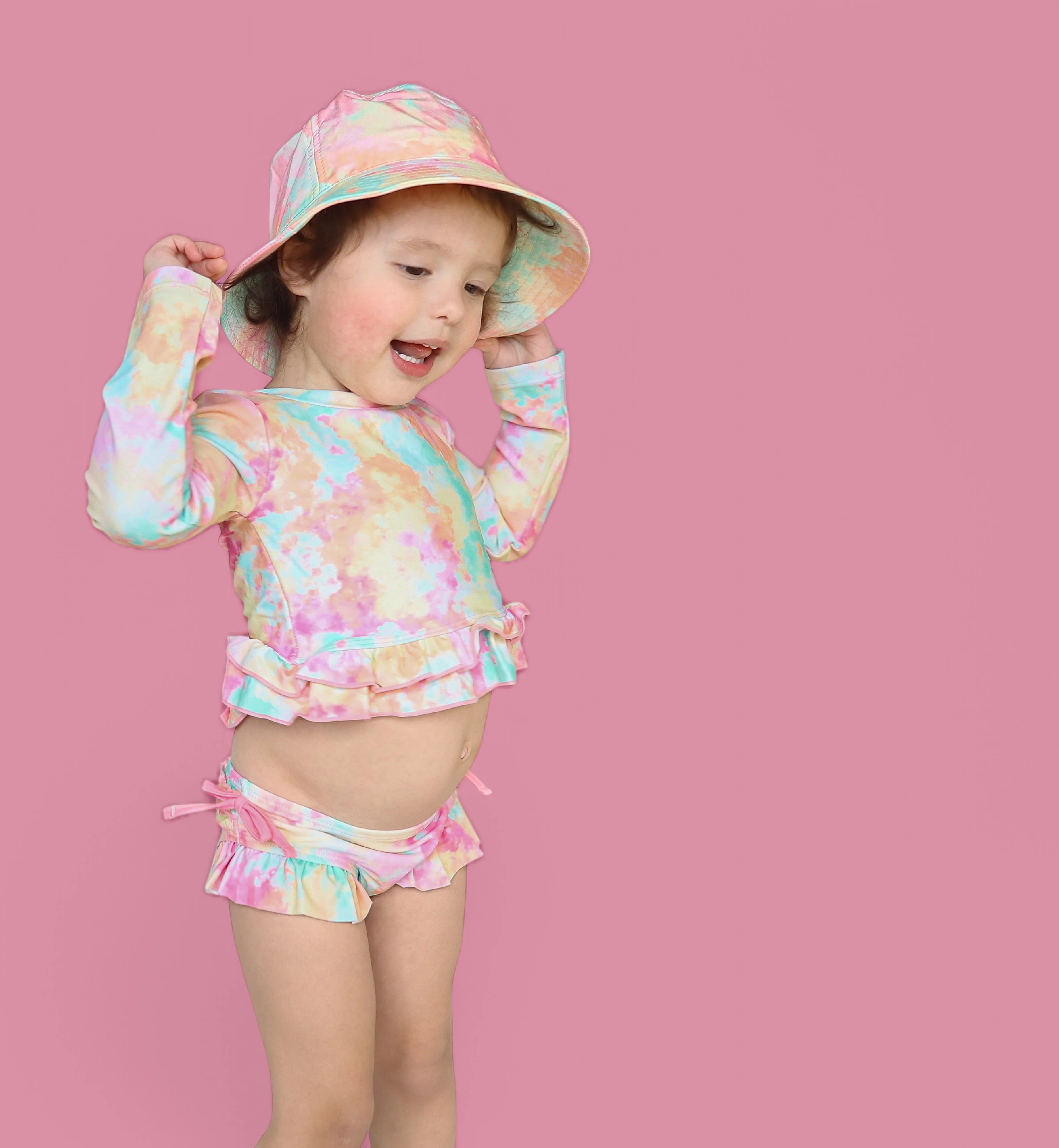 RAINBOW CLOUDS DREAM 2-PIECE RASH GUARD RUFFLE SWIM SUIT - Image 15